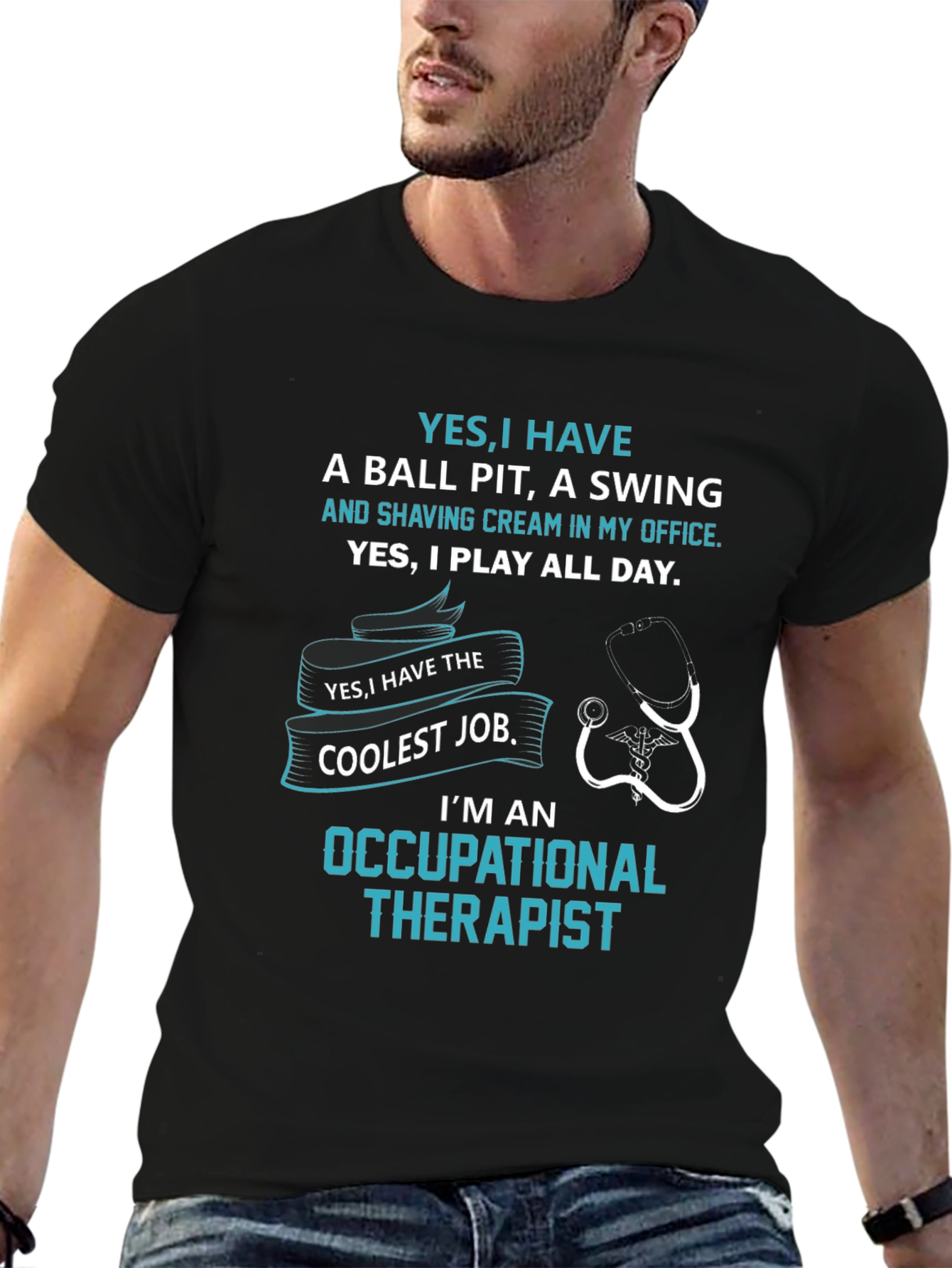 Camiseta Negra de Terapeuta Ocupacional Divertida