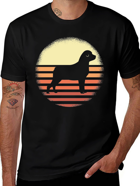 Camiseta Hombre Diseño Retro Perro Silueta