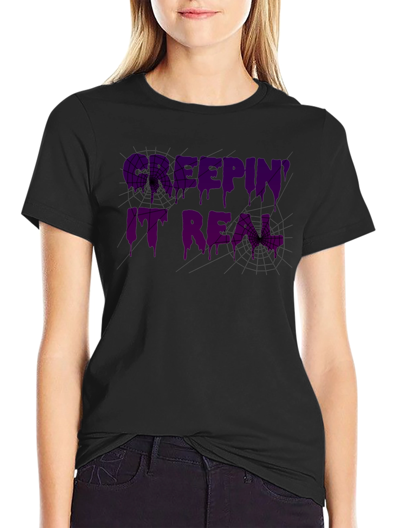 Camiseta Negra Keepin It Real Halloween
