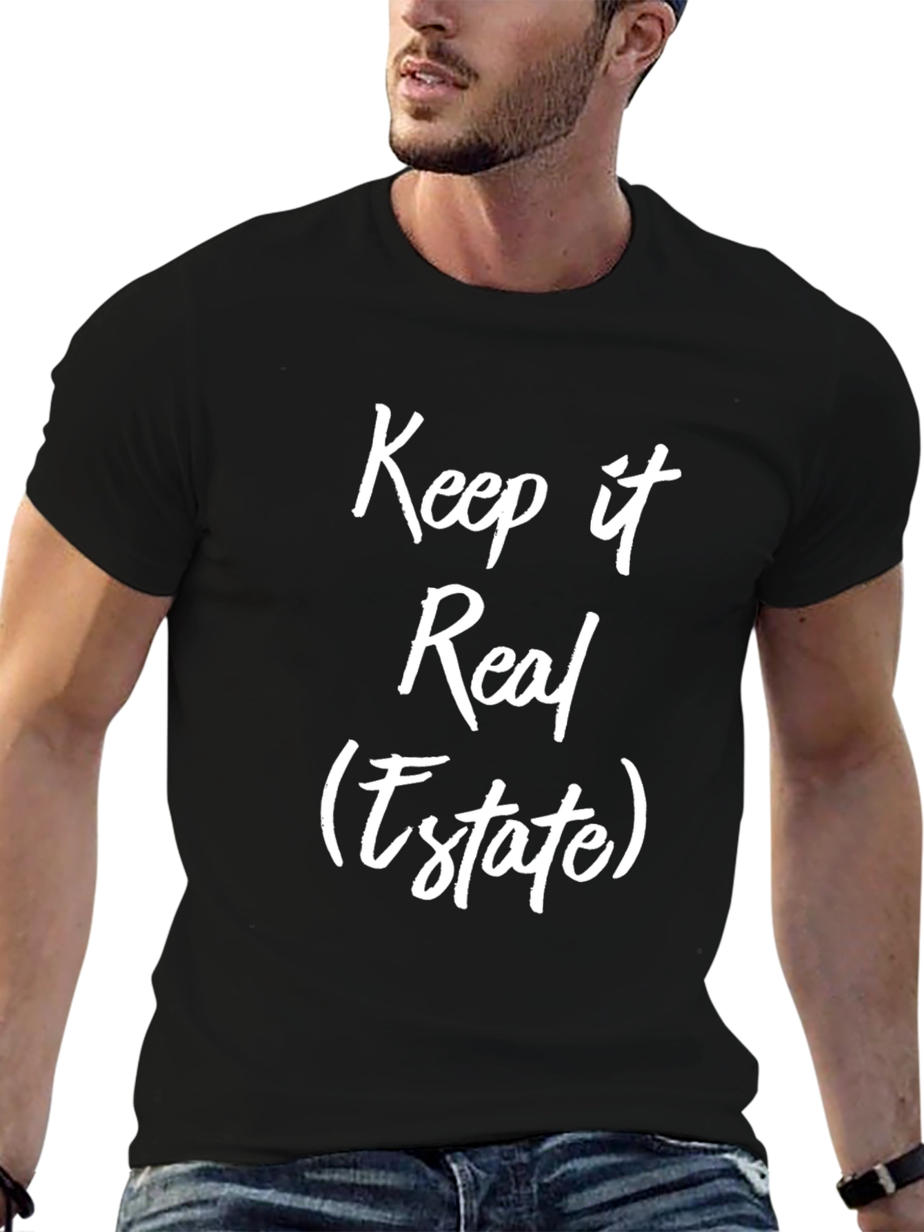 Camiseta Negra: Keep it Real (Estate)