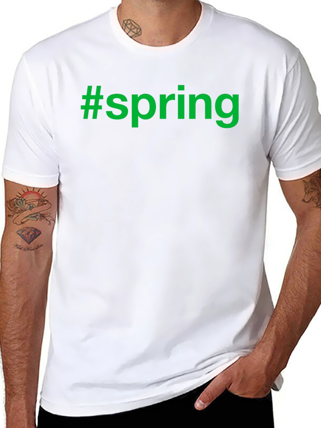 Camiseta Negra #spring Moda Casual Hombre