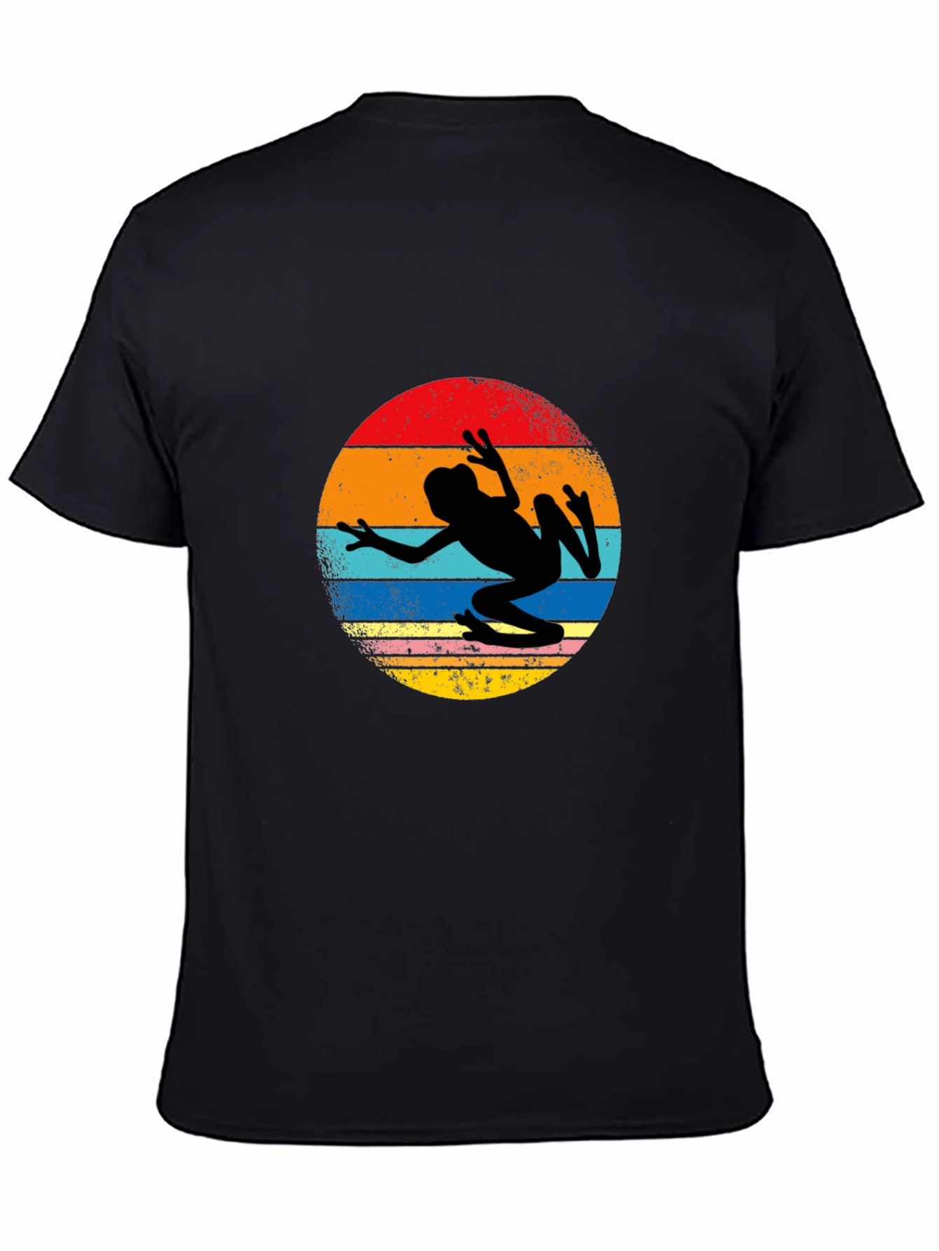 Camiseta Negra con Diseño Retro de Rana