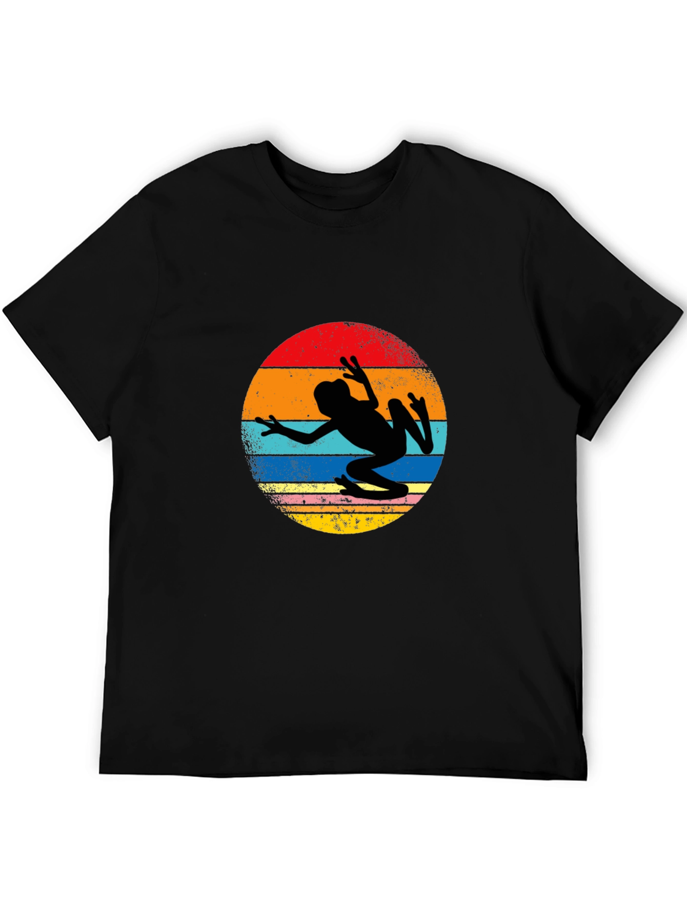 Camiseta Negra con Diseño Retro de Rana
