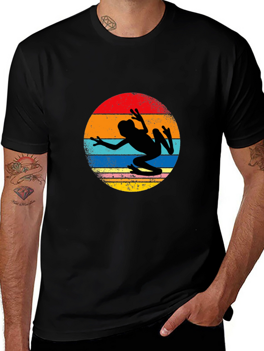 Camiseta Negra con Diseño Retro de Rana