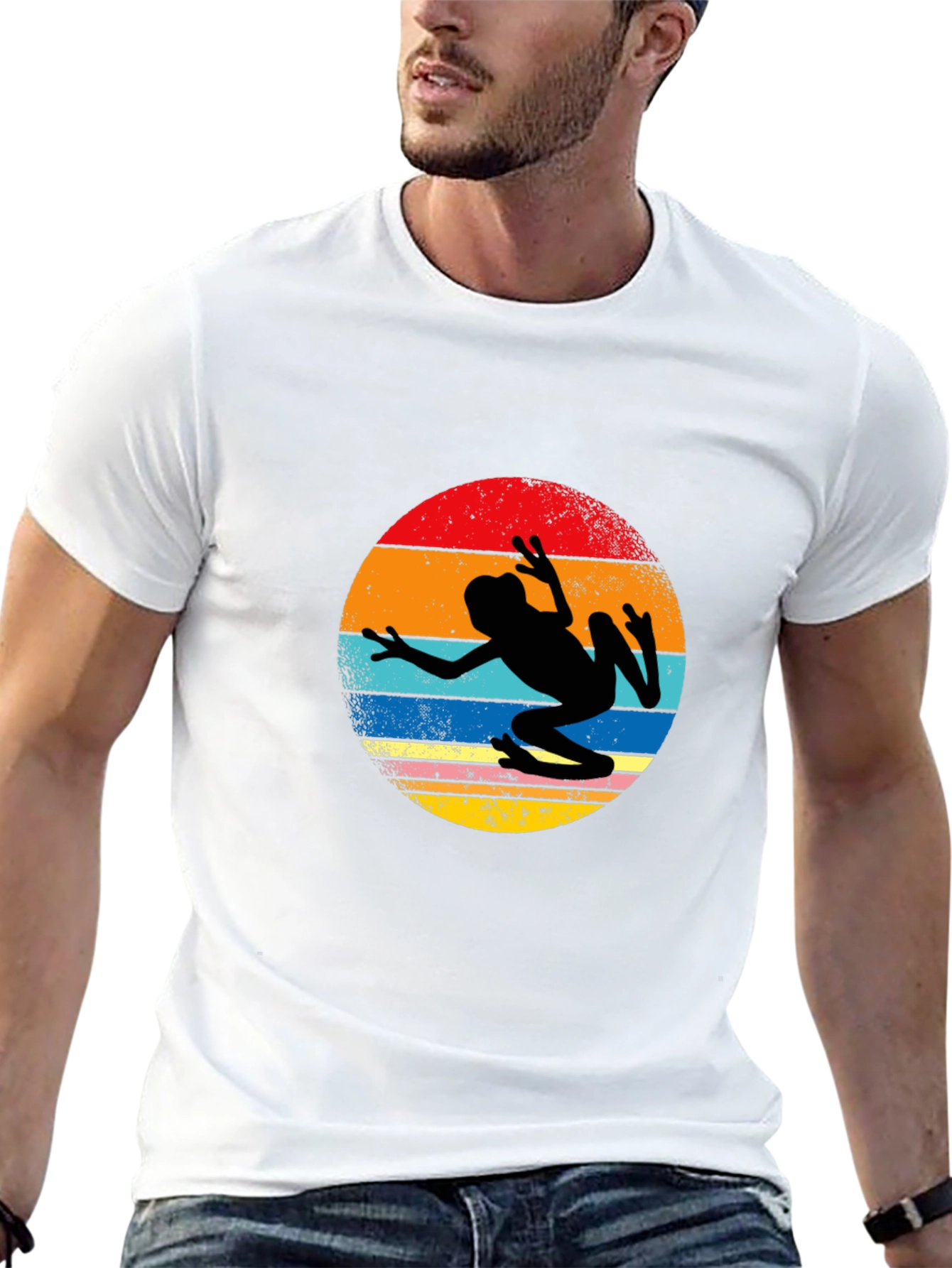 Camiseta Negra con Diseño Retro de Rana