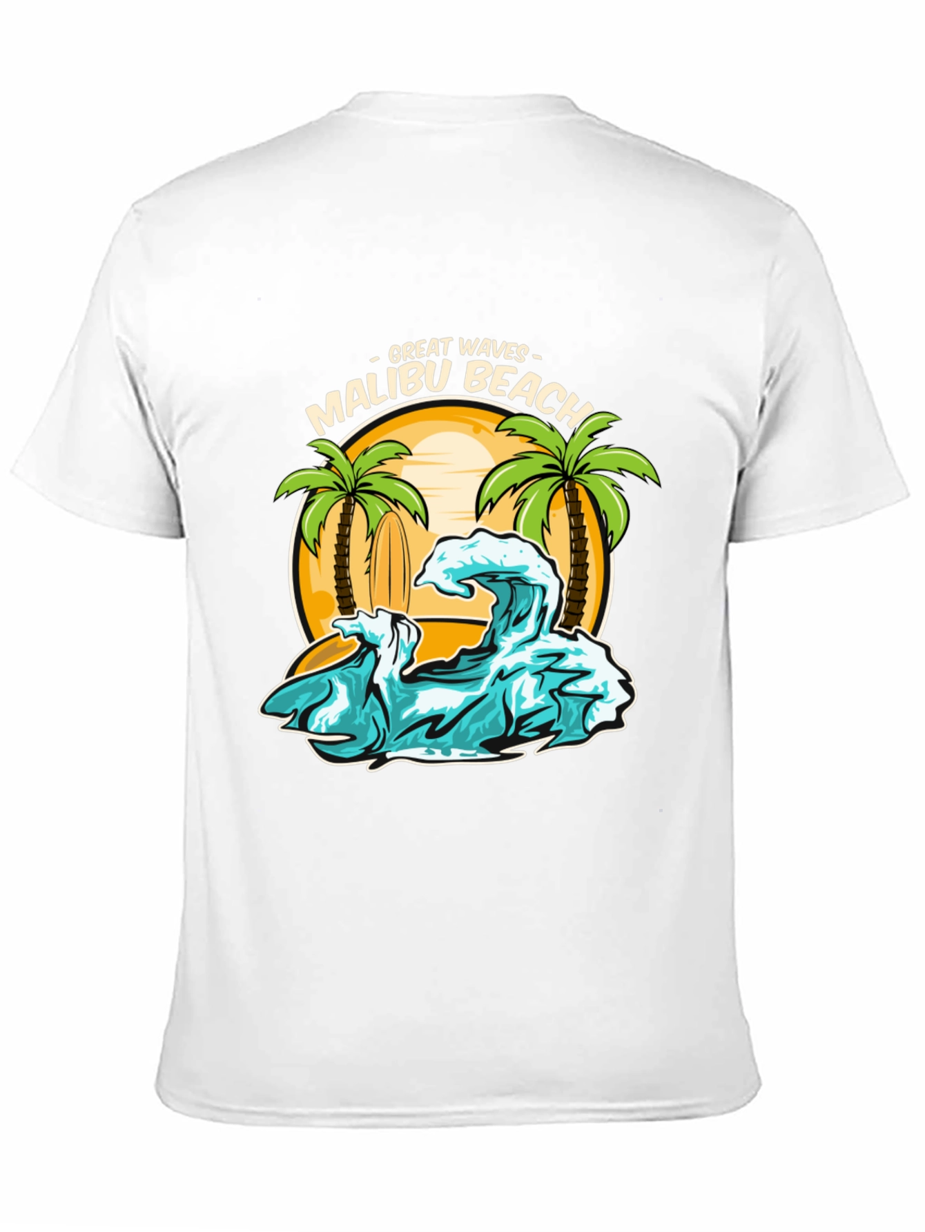 Camiseta Negra Malibu Beach - Ondas Geniales