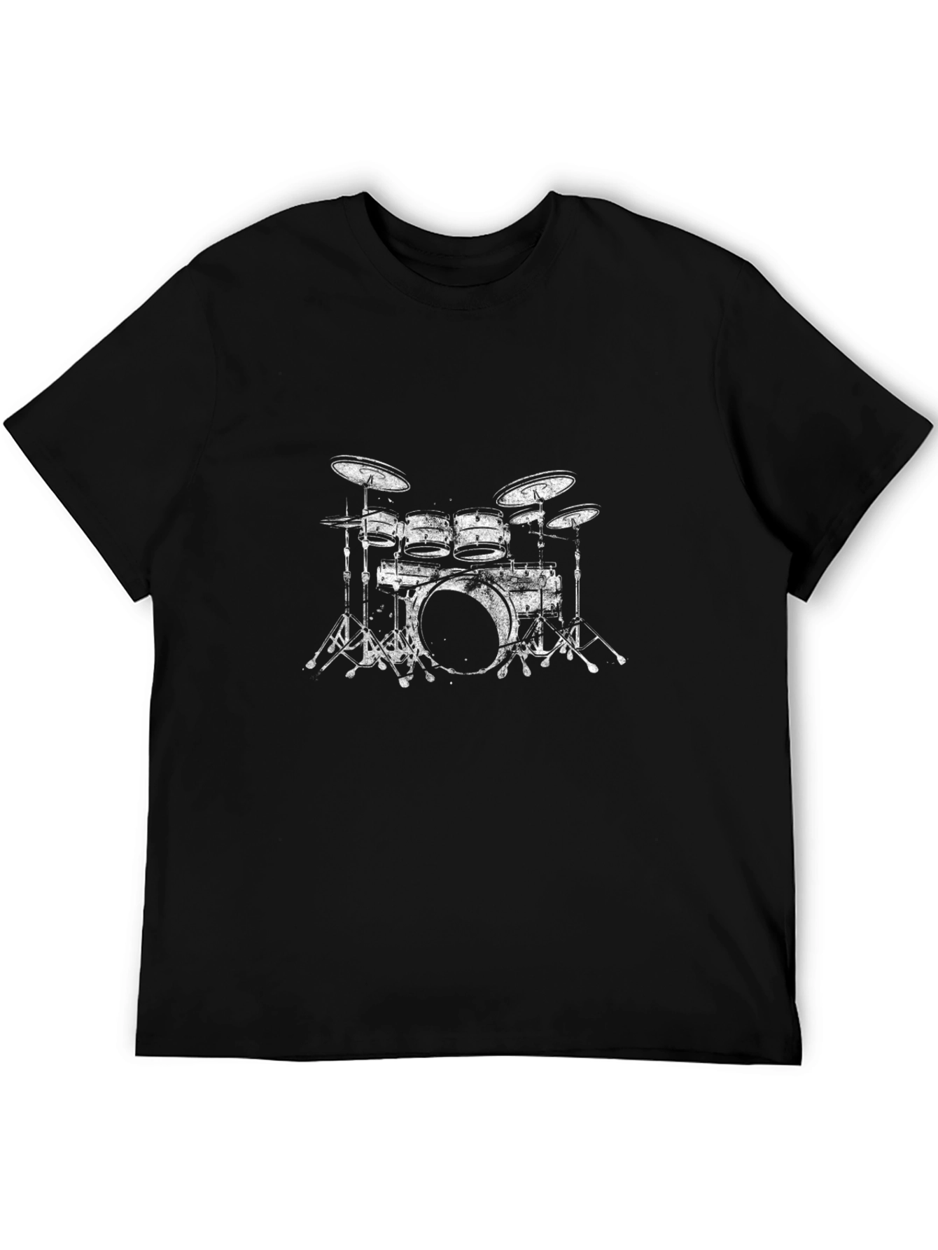 Camiseta Negra con Diseño de Batería para Hombre