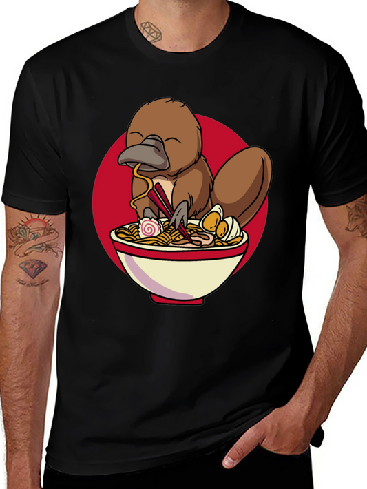 Camiseta Negra con Diseño de Ornitorrinco Ramen