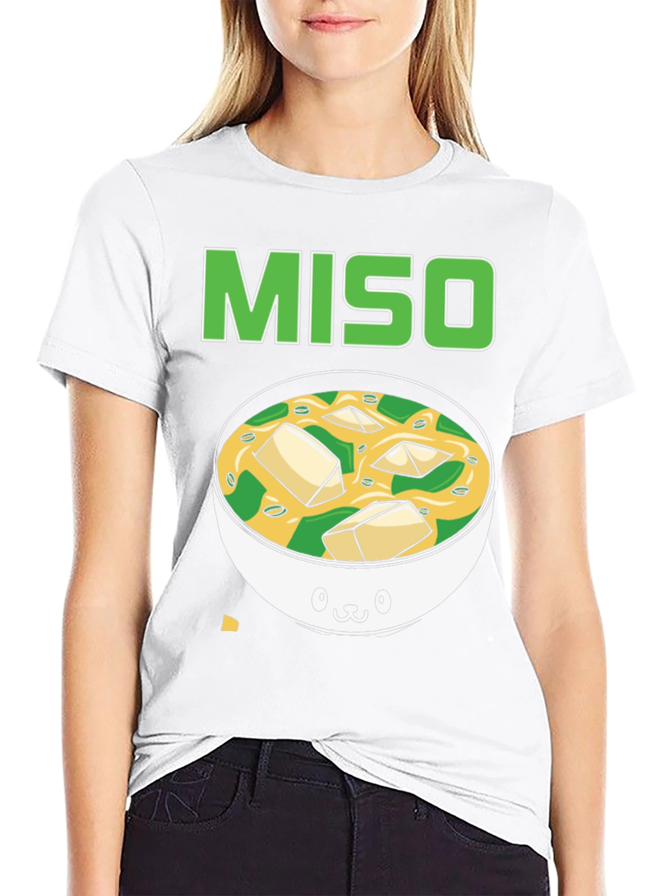Camiseta Negra Miso con Diseño de Sopa