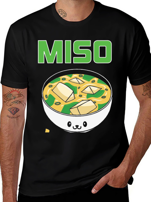 Camiseta Negra Miso con Diseño de Sopa