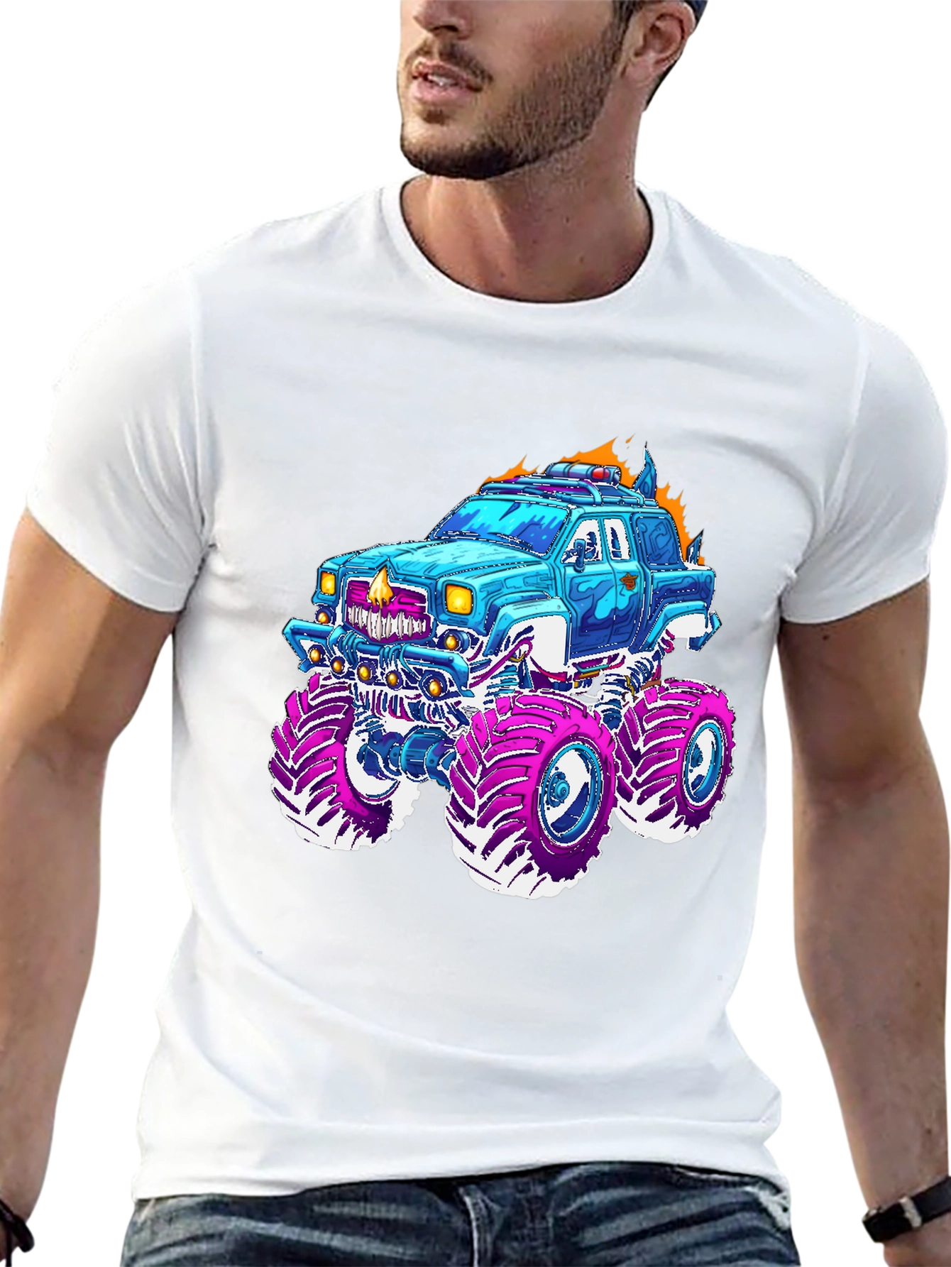 Camiseta Negra con Diseño de Camioneta Monstruo