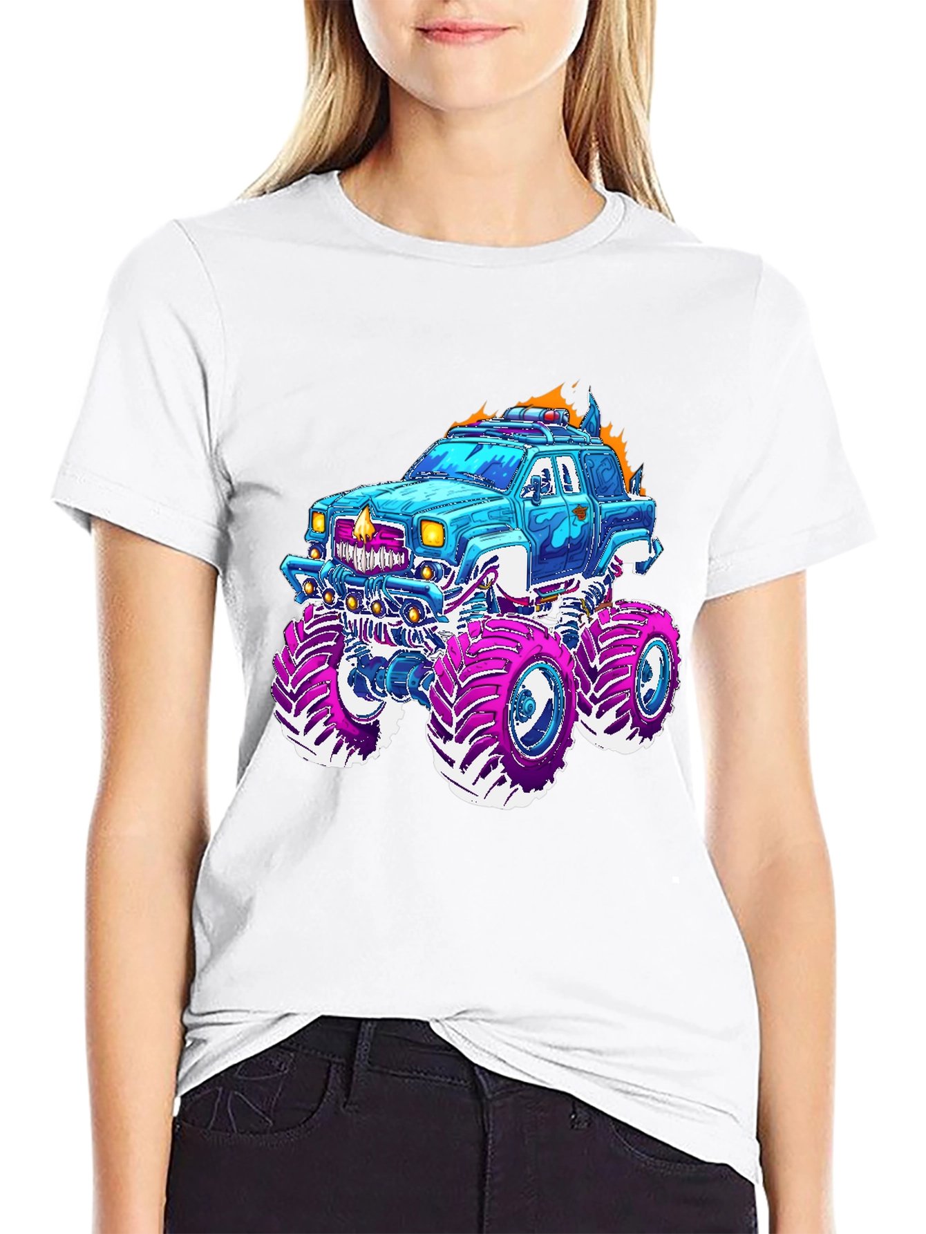 Camiseta Negra con Diseño de Camioneta Monstruo