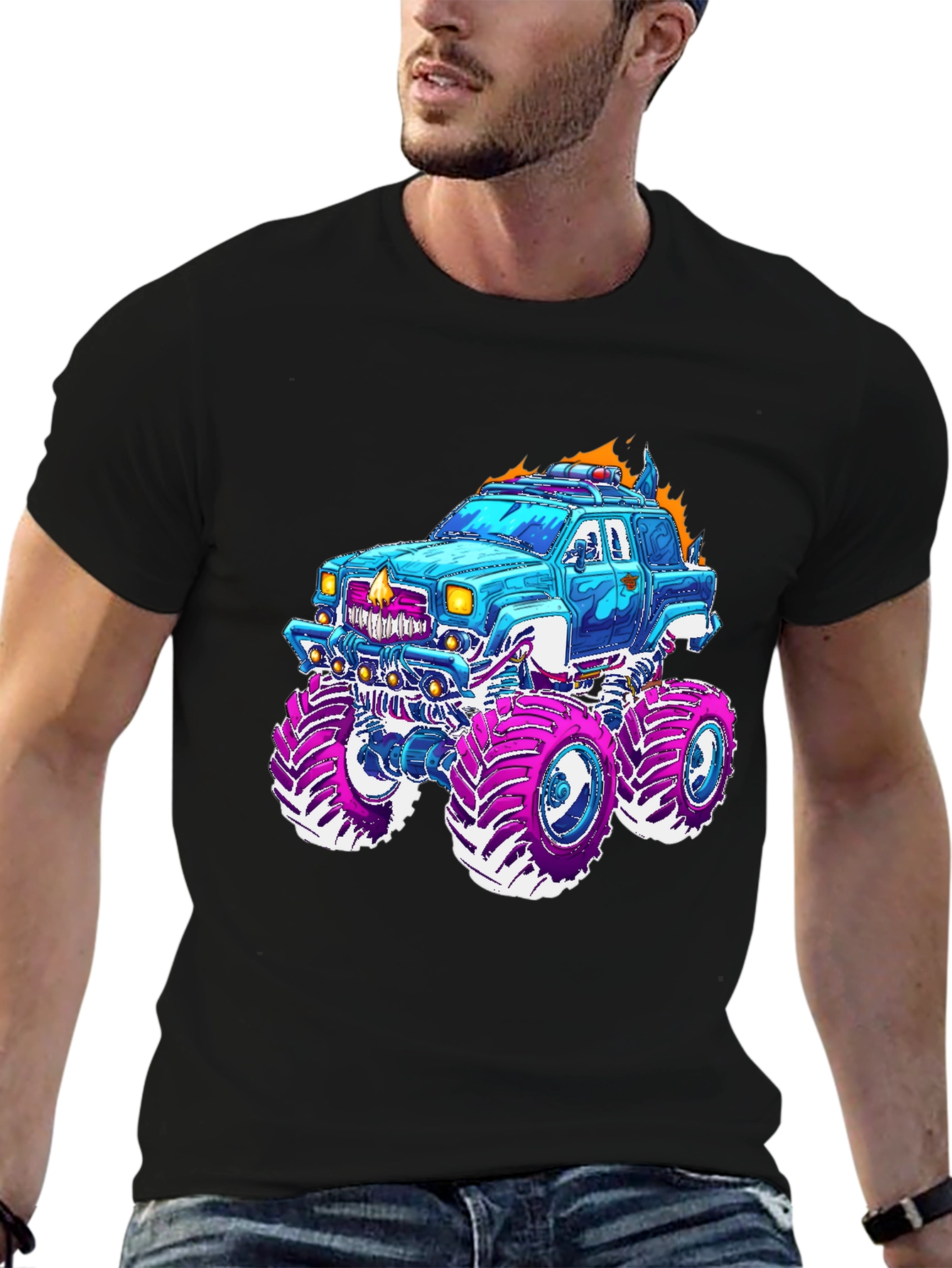 Camiseta Negra con Diseño de Camioneta Monstruo
