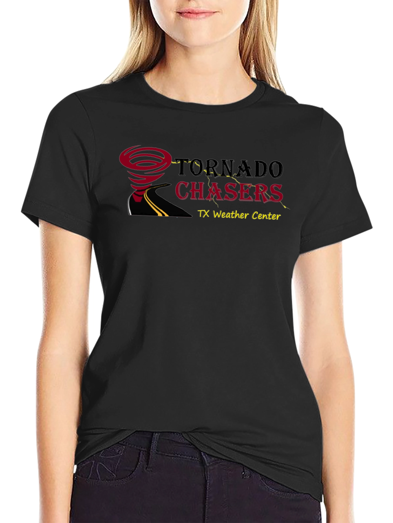 Camiseta Negra Tornado Chasers TX Weather Center