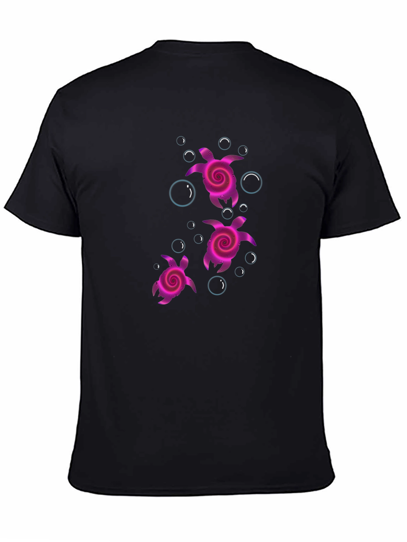 Camiseta Negra con Diseño de Tortugas Rosadas