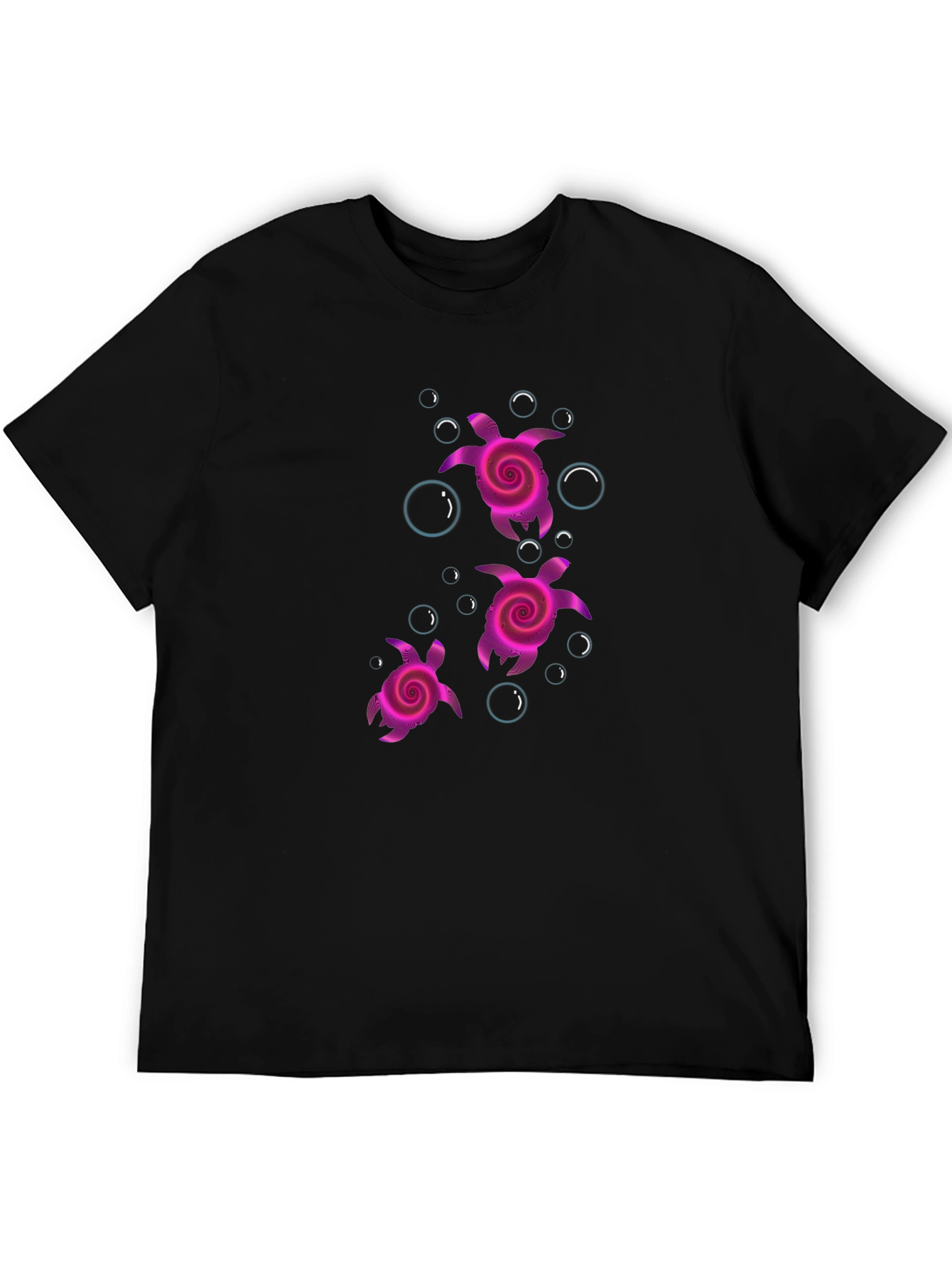 Camiseta Negra con Diseño de Tortugas Rosadas