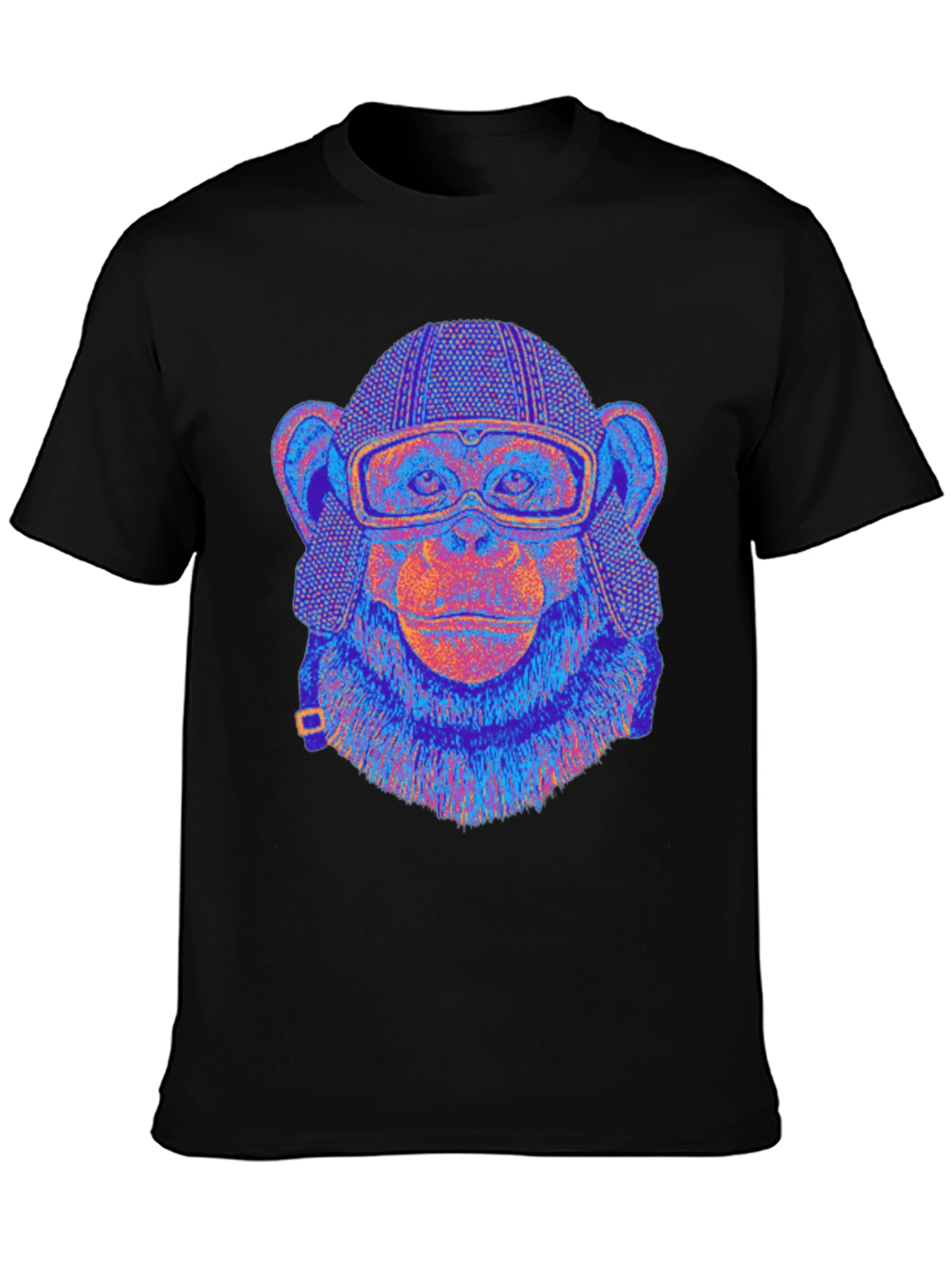 Camiseta Negra con Mono Aviador Psicodélico