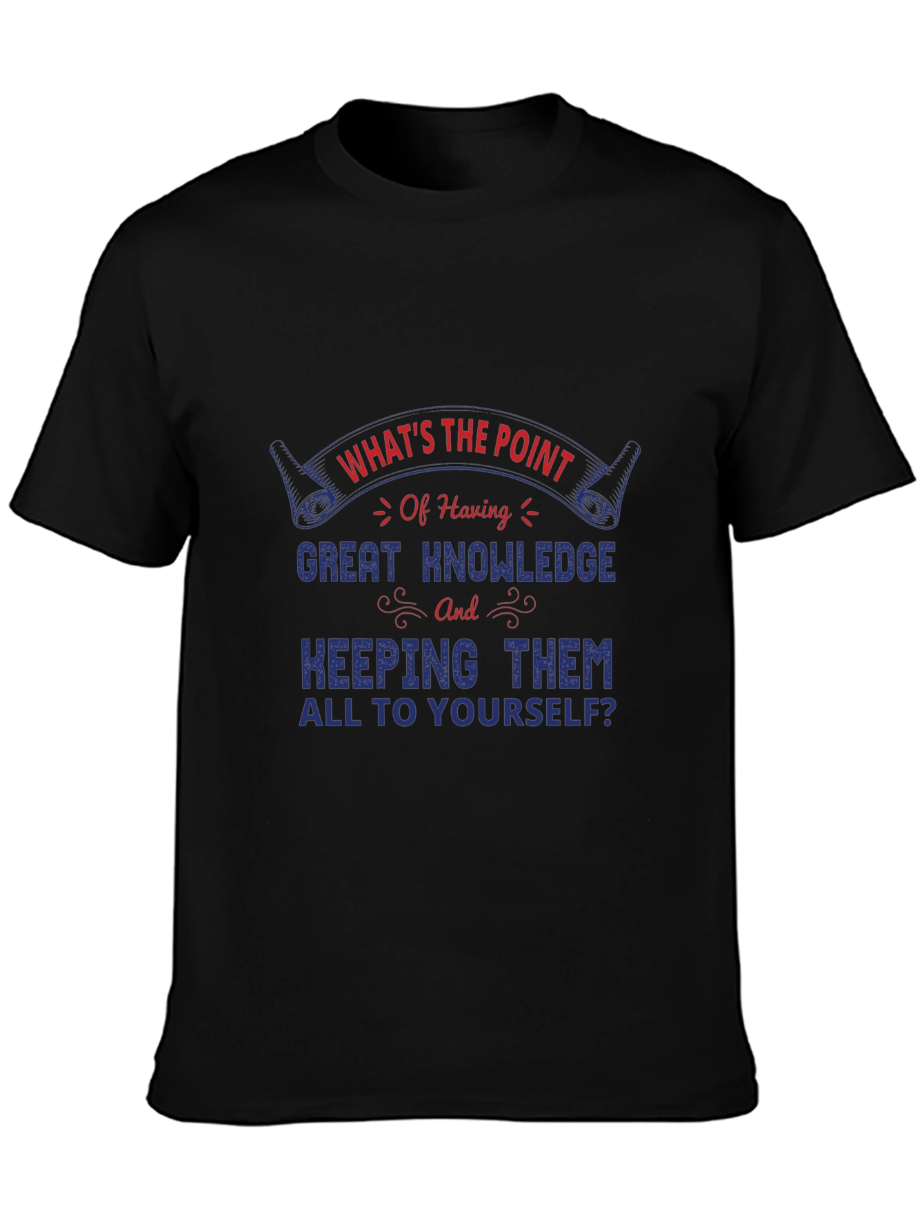 Camiseta Negra con Estampa de Conocimiento