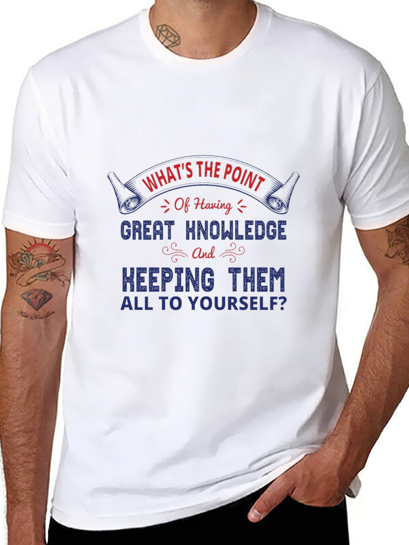 Camiseta Negra con Estampa de Conocimiento
