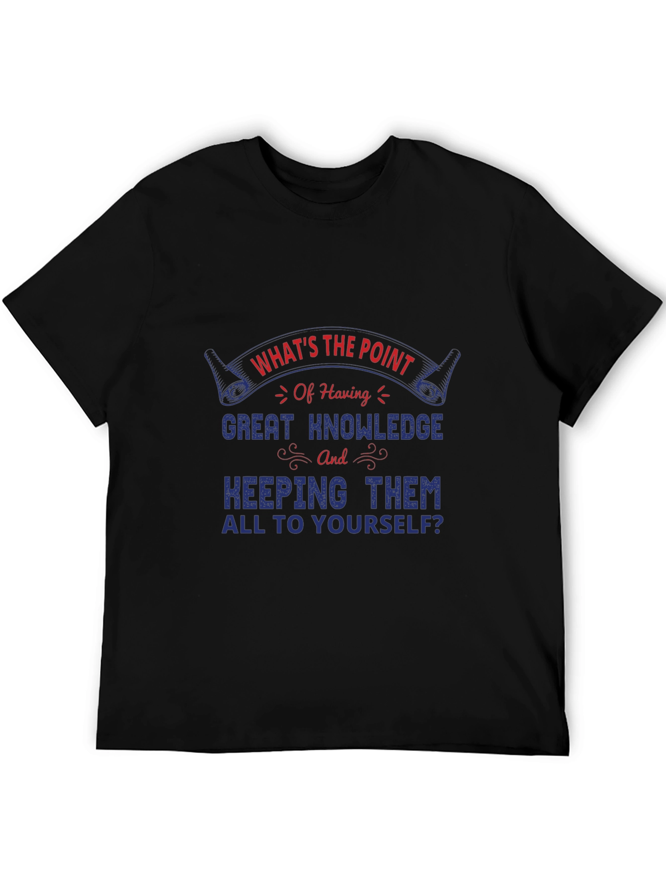 Camiseta Negra con Estampa de Conocimiento