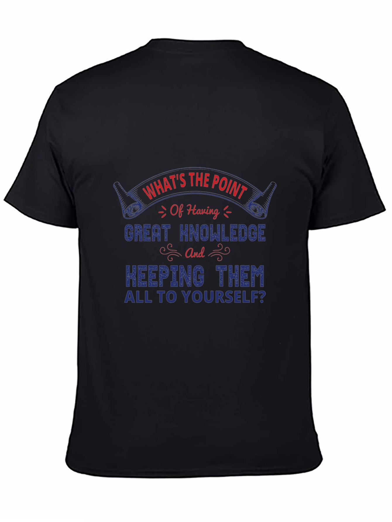 Camiseta Negra con Estampa de Conocimiento