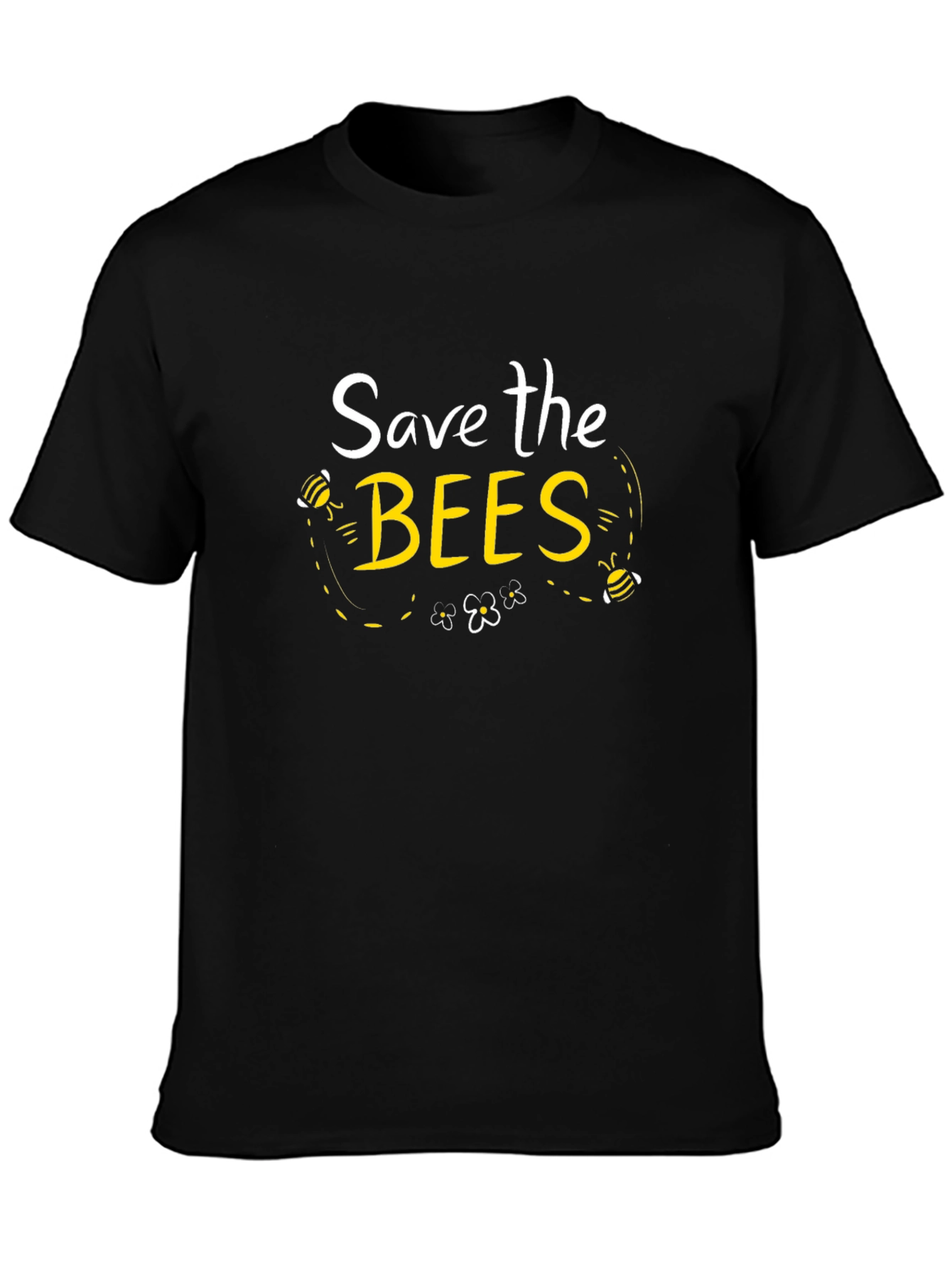Camiseta Negra Save the Bees para Conciencia Ambiental