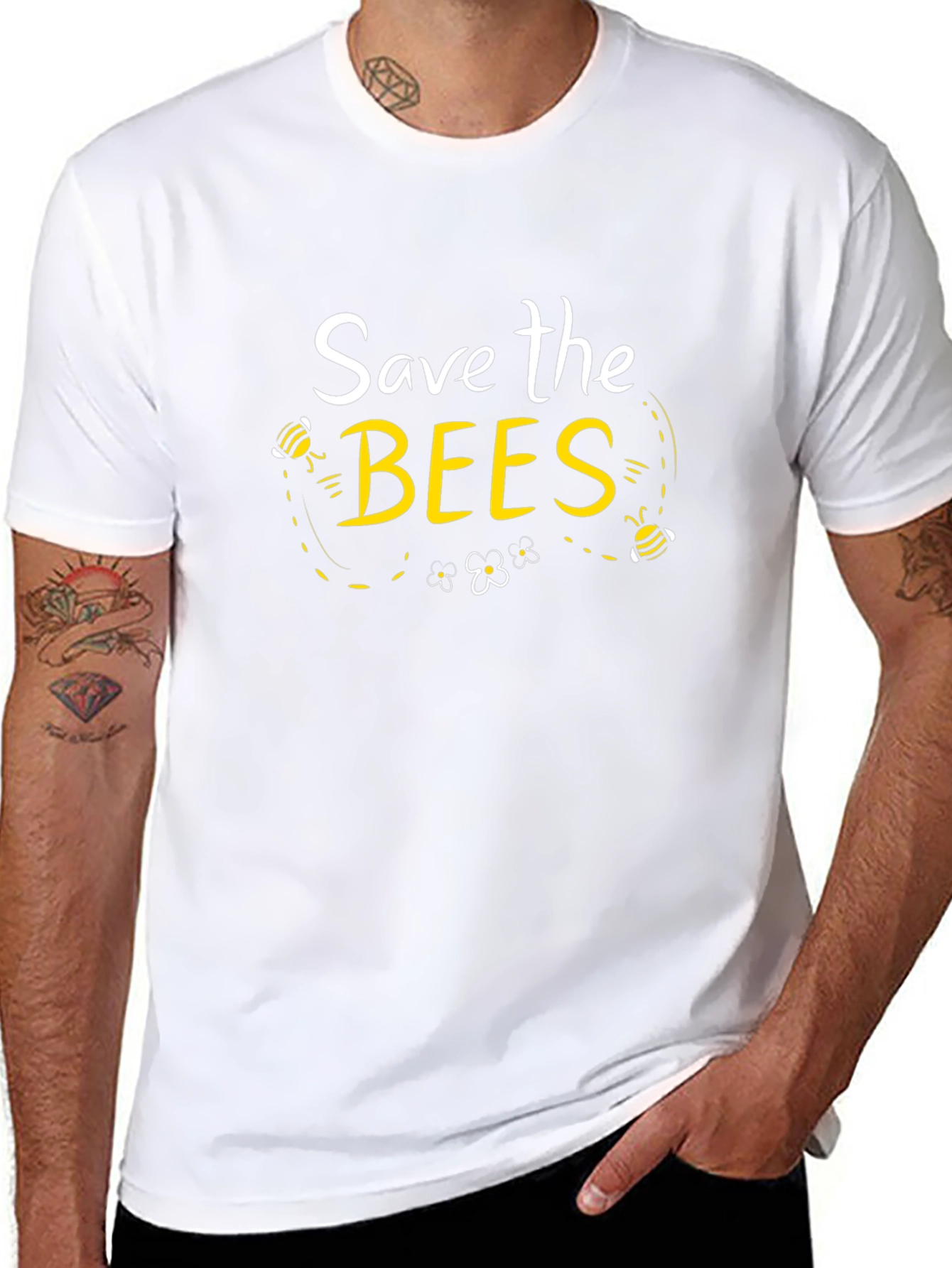Camiseta Negra Save the Bees para Conciencia Ambiental