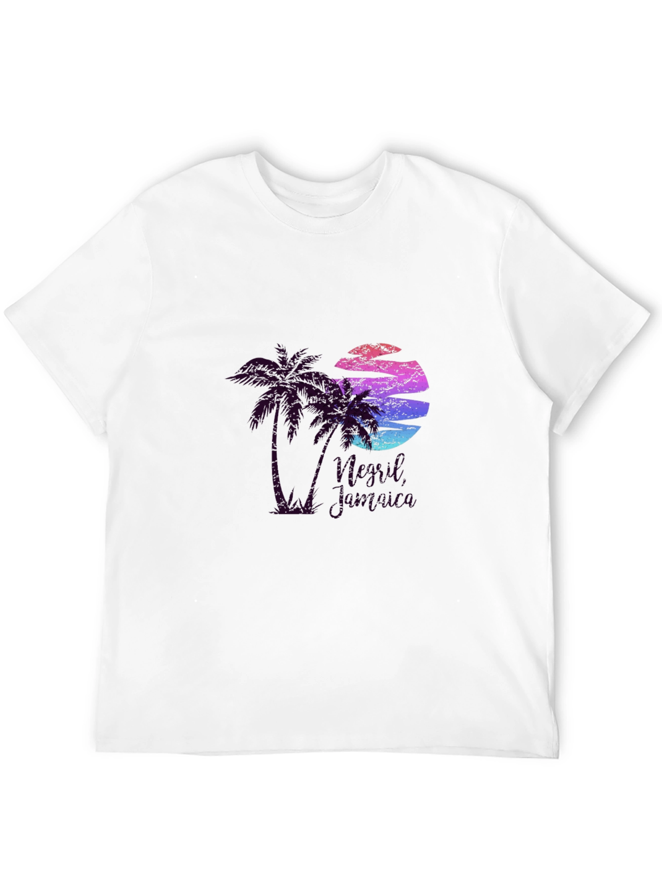 Camiseta Negra con Diseño Tropical Retro