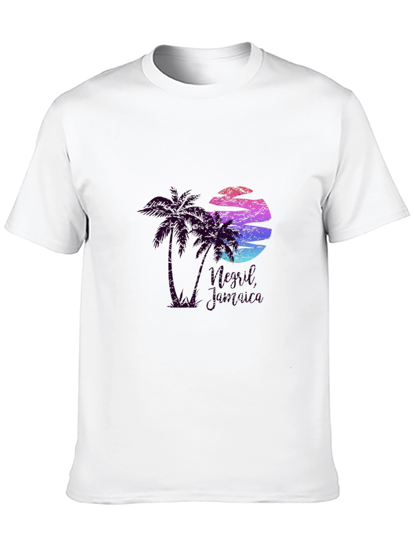 Camiseta Negra con Diseño Tropical Retro