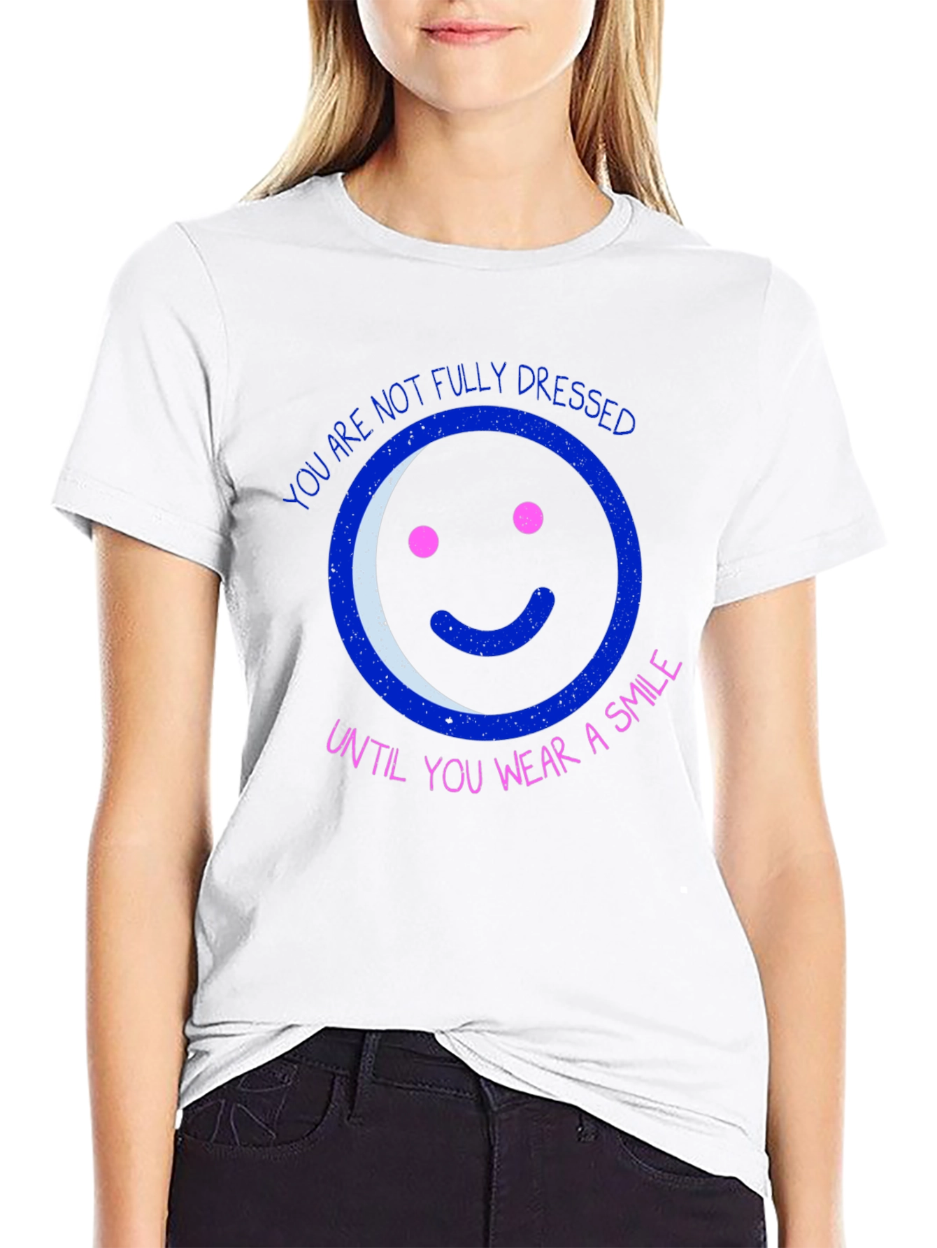 Camiseta Negra con Diseño Gráfico de Sonrisa