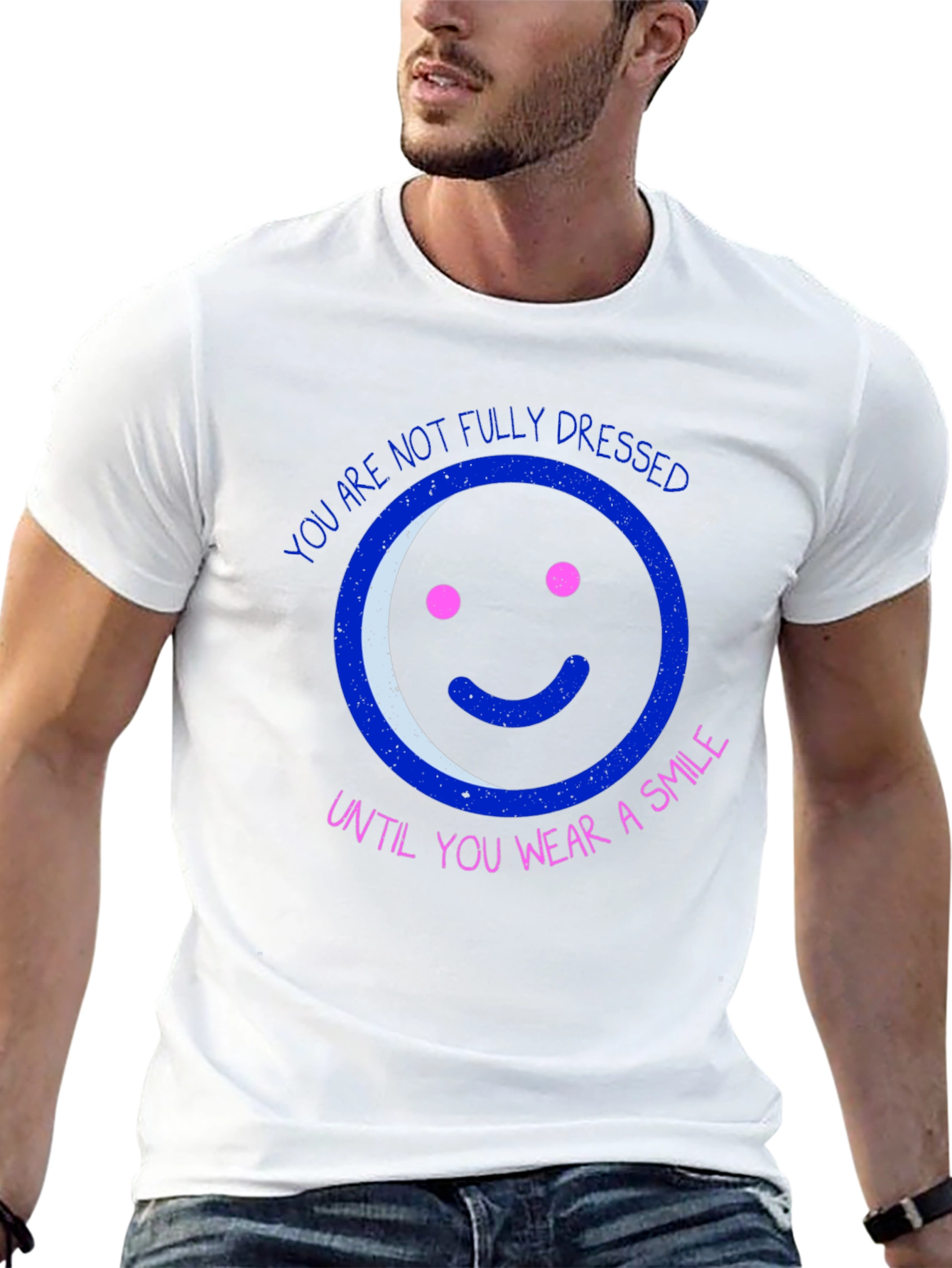 Camiseta Negra con Diseño Gráfico de Sonrisa