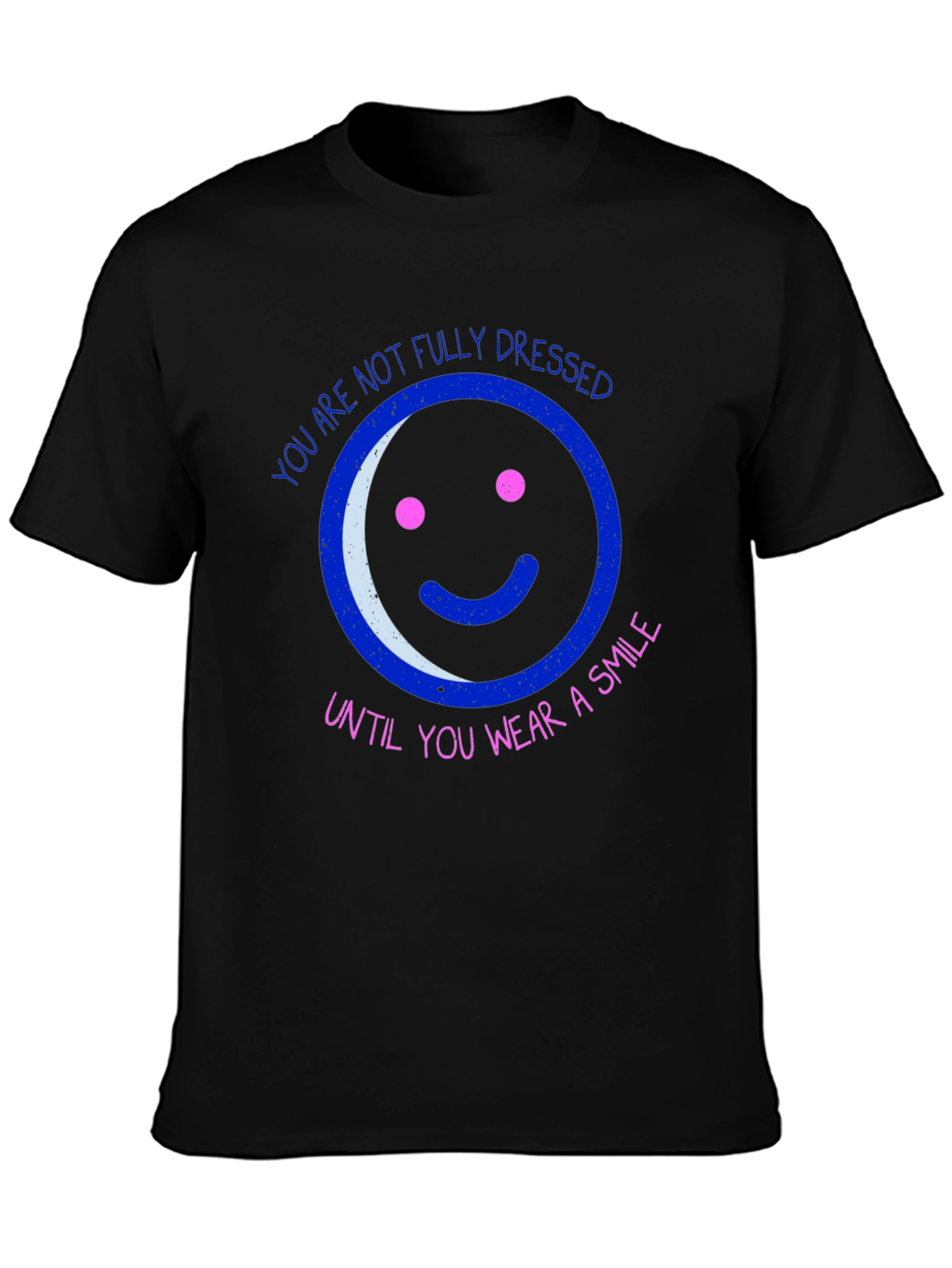 Camiseta Negra con Diseño Gráfico de Sonrisa