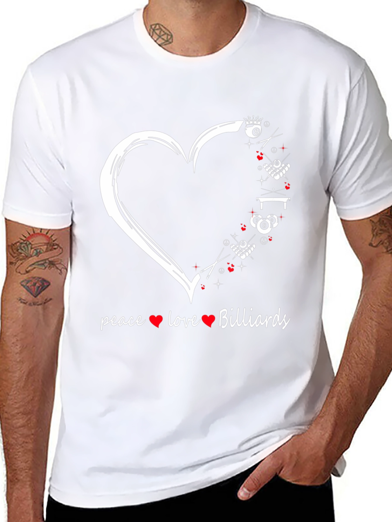 Camiseta Billar: Paz Amor y Juego