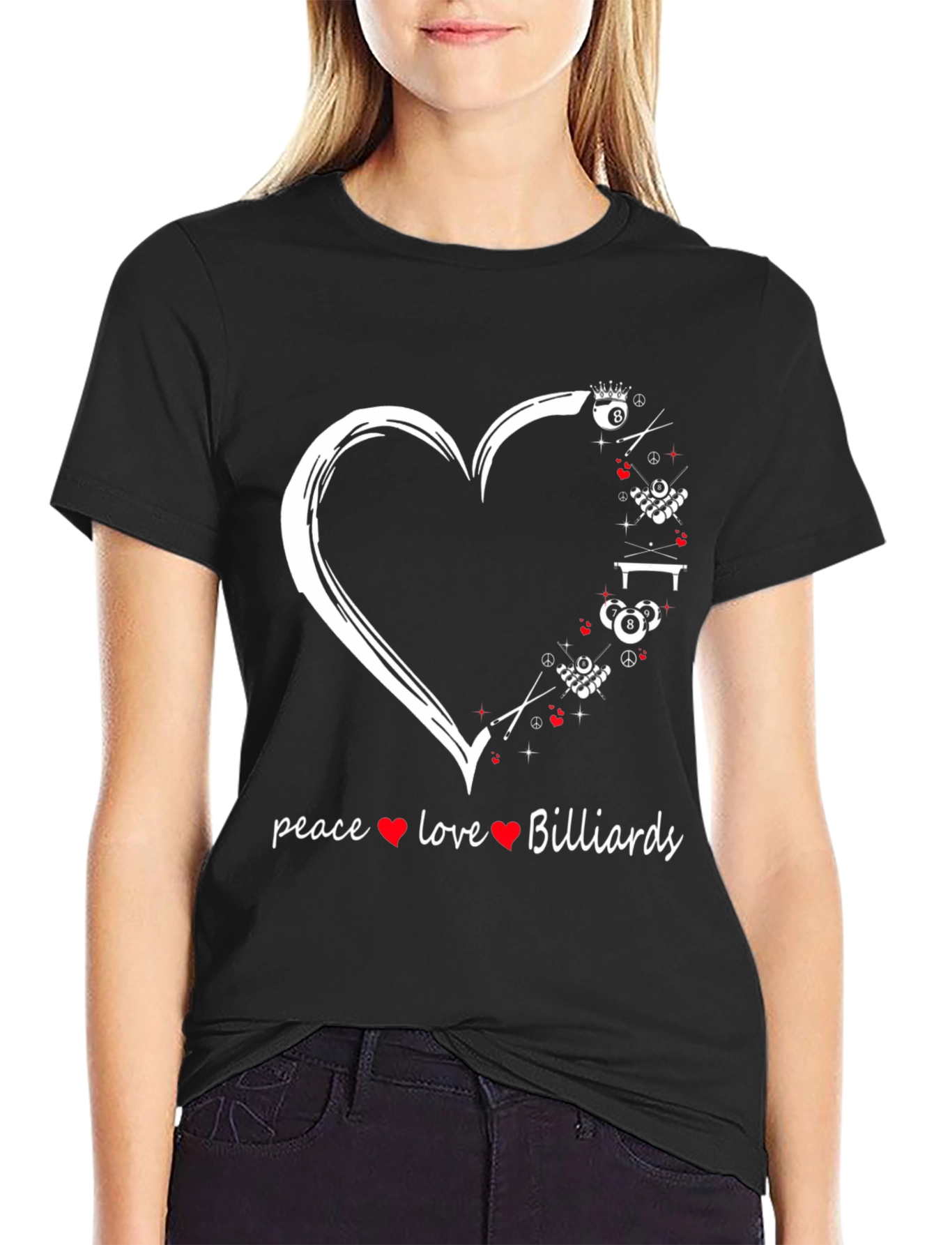 Camiseta Billar: Paz Amor y Juego