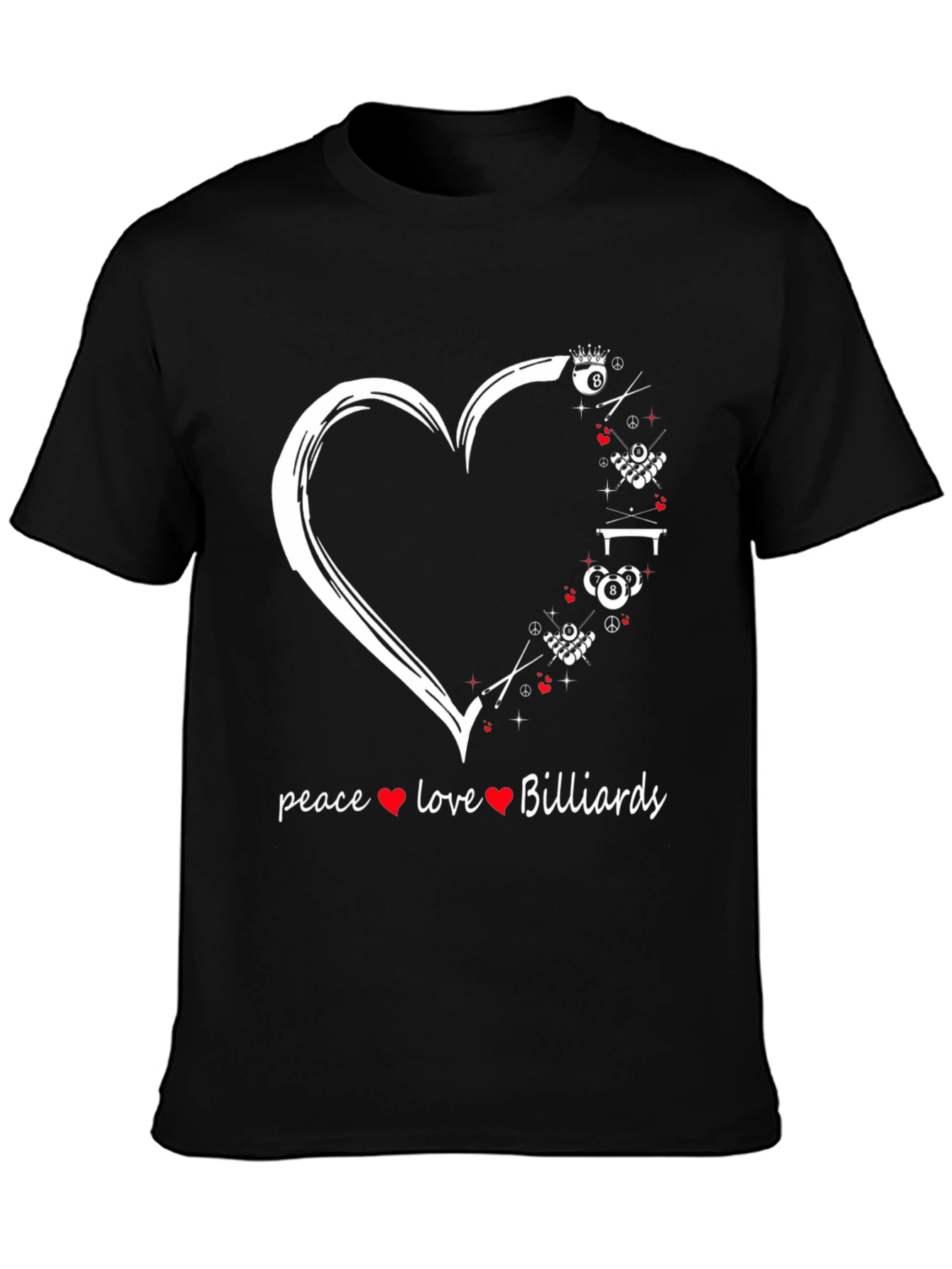 Camiseta Billar: Paz Amor y Juego