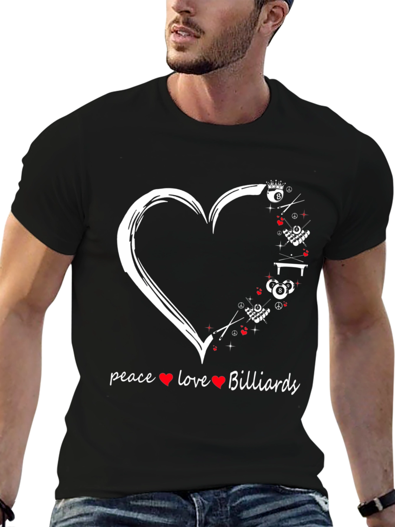 Camiseta Billar: Paz Amor y Juego