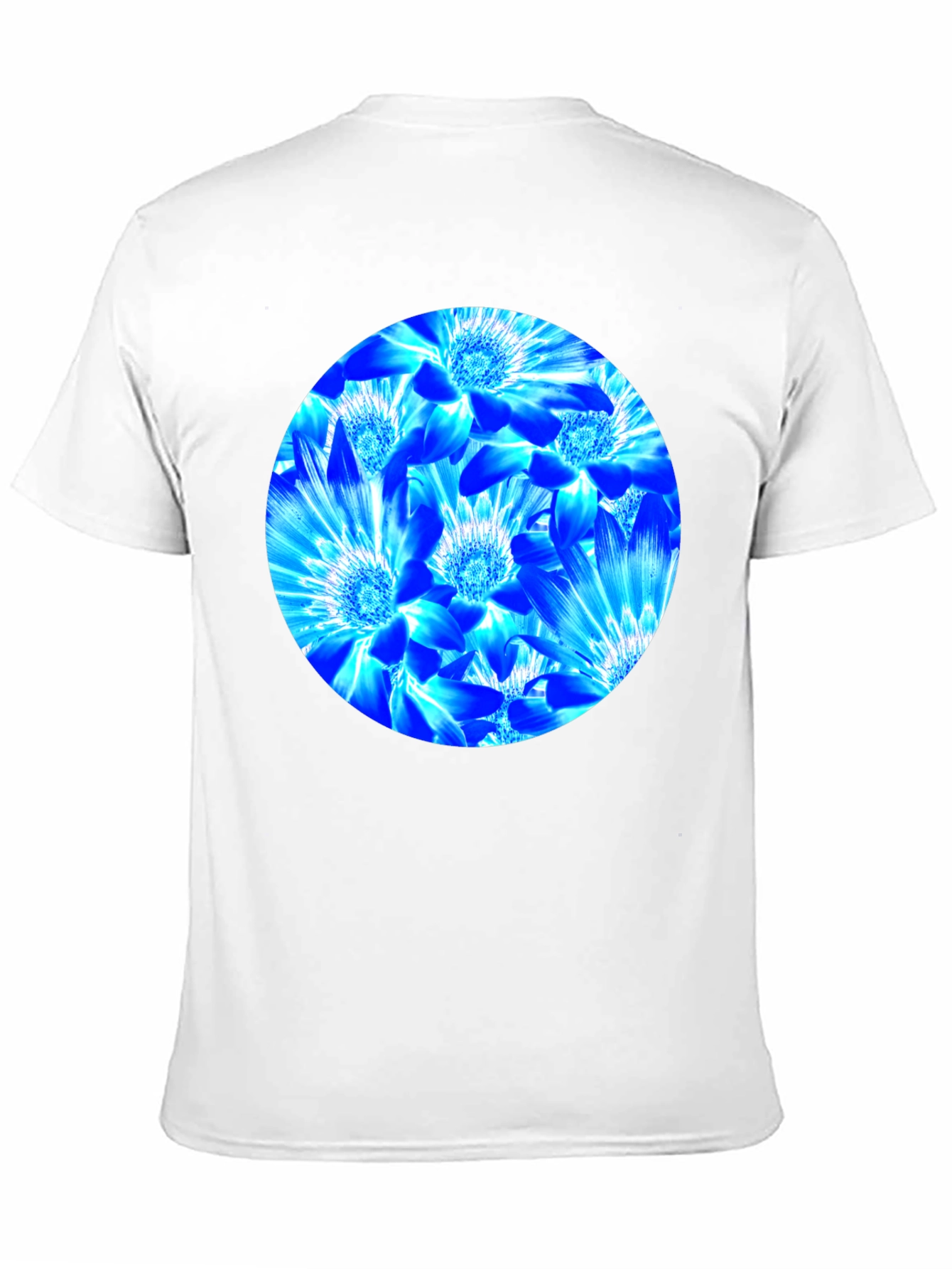 Camiseta Negra con Diseño Floral Azul