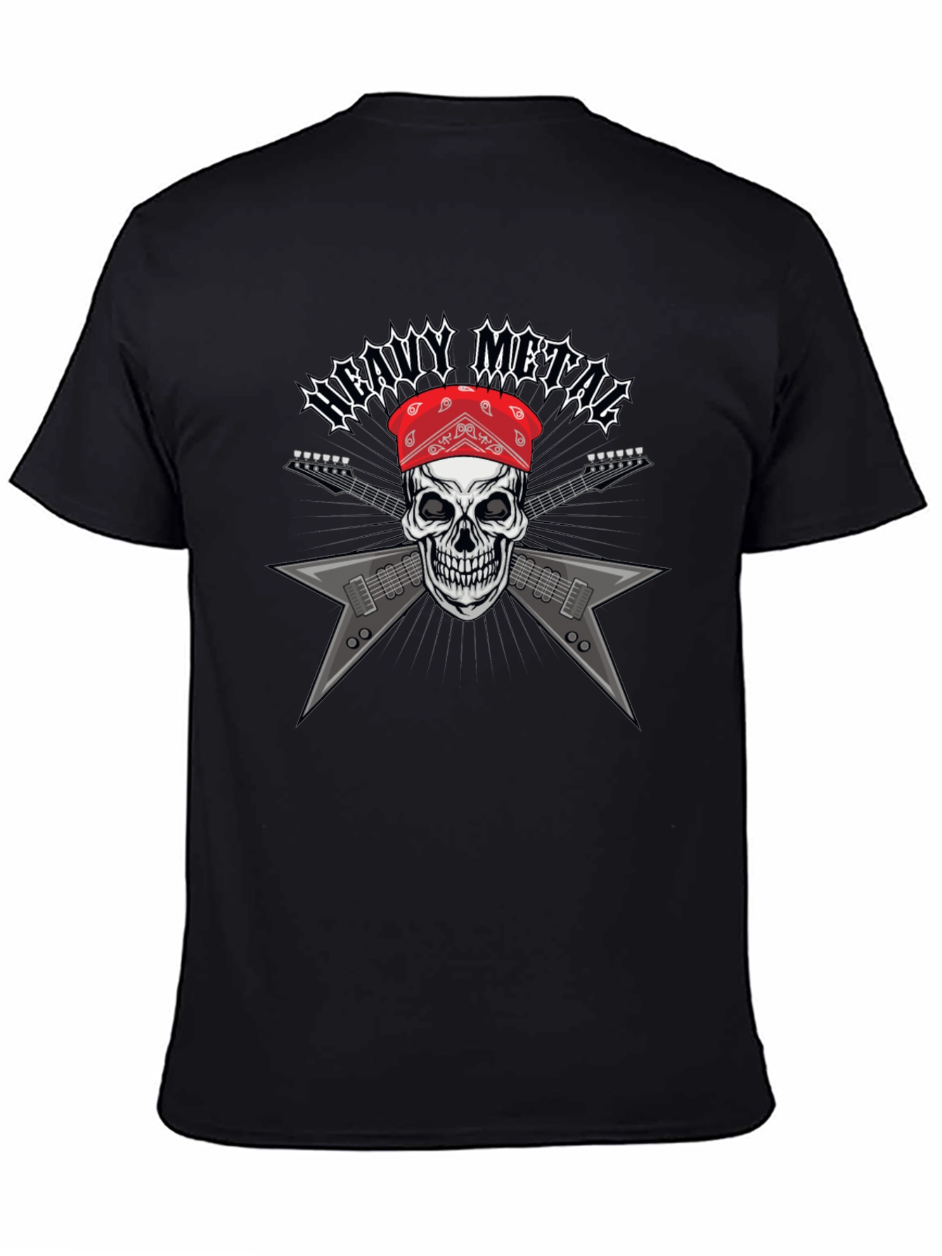 Camiseta Heavy Metal Calavera Guitarra