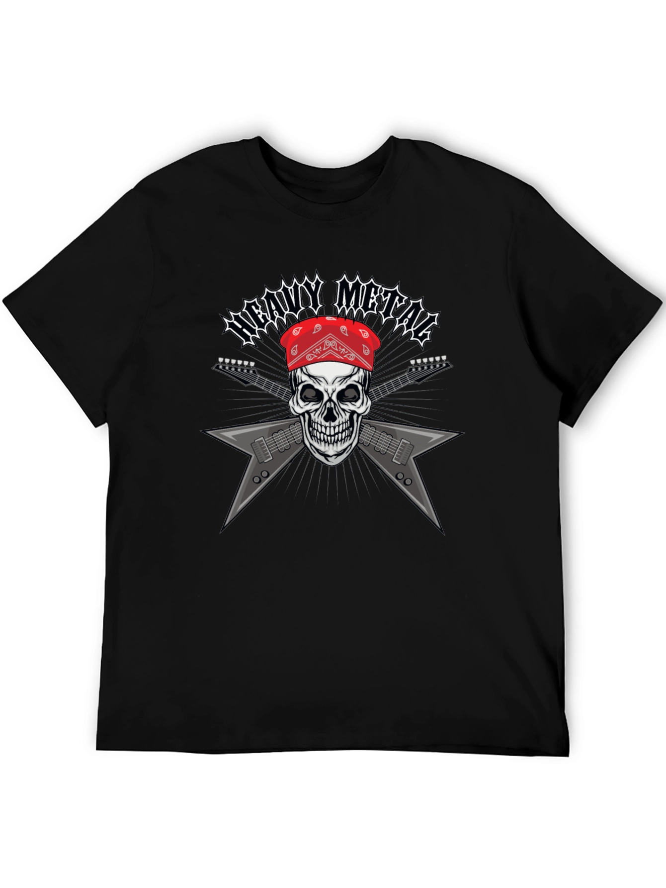 Camiseta Heavy Metal Calavera Guitarra