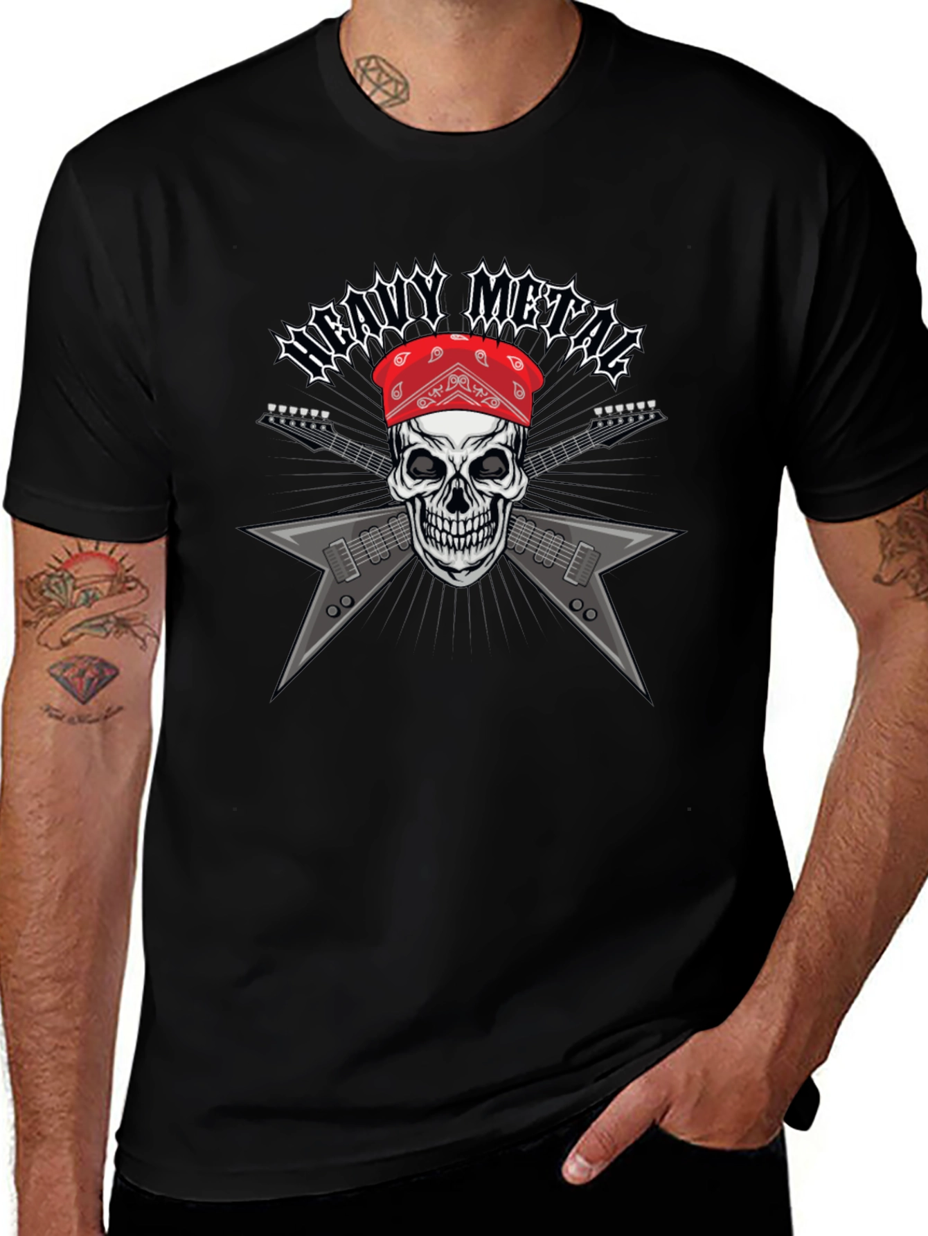 Camiseta Heavy Metal Calavera Guitarra