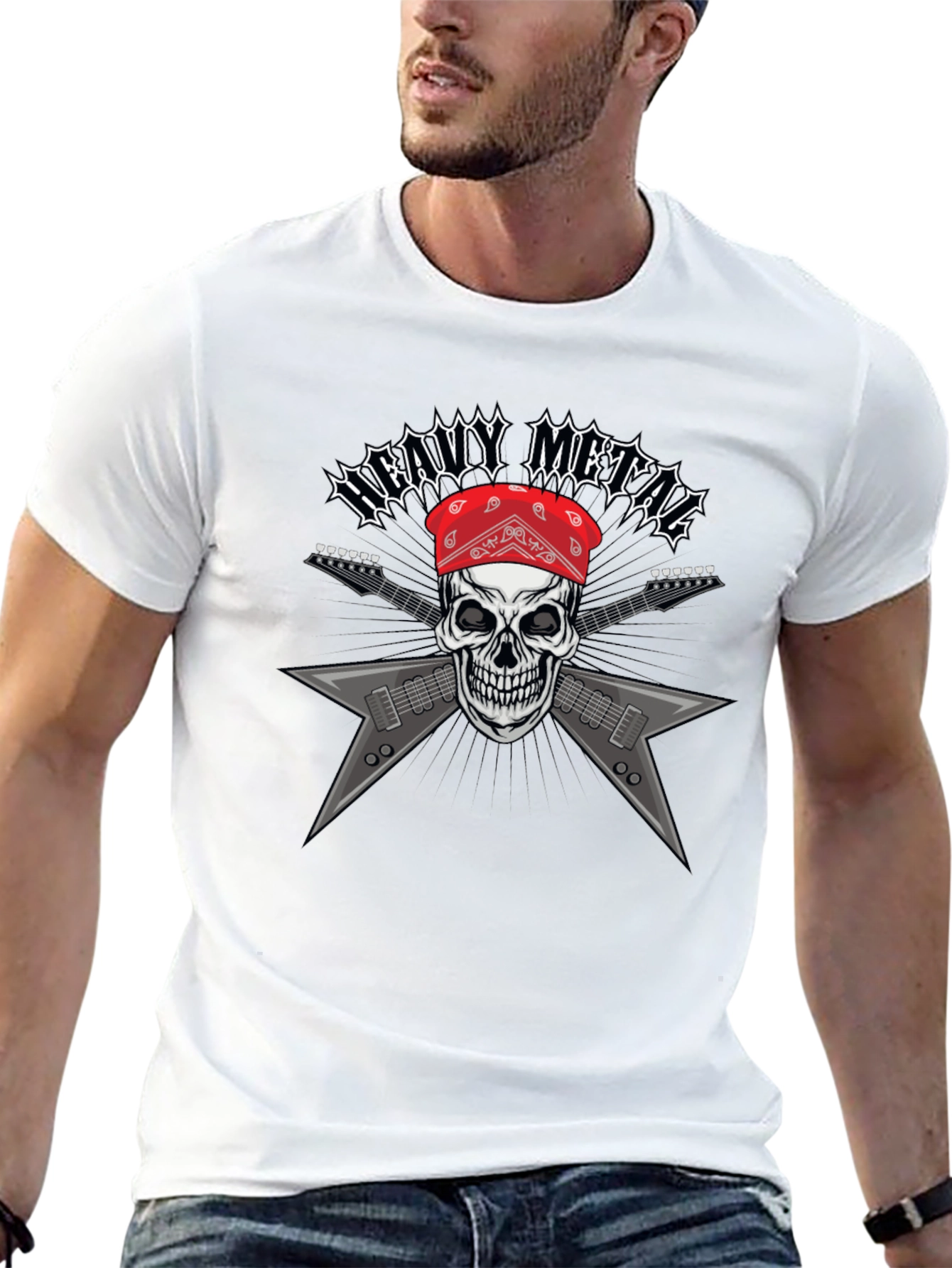 Camiseta Heavy Metal Calavera Guitarra