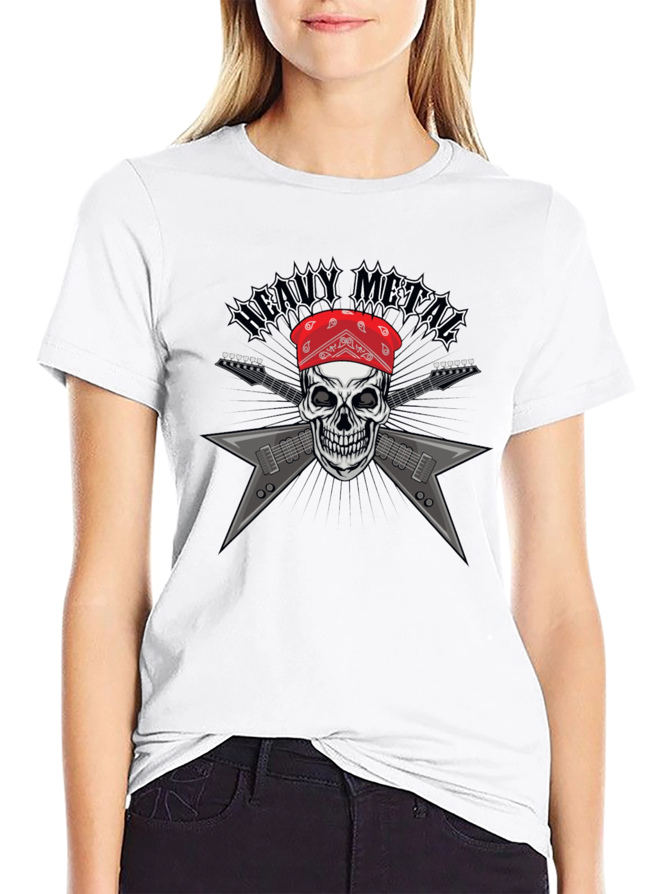 Camiseta Heavy Metal Calavera Guitarra