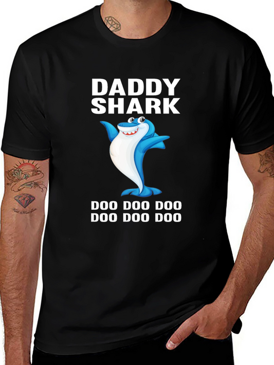 Camiseta Negra Daddy Shark para Papá