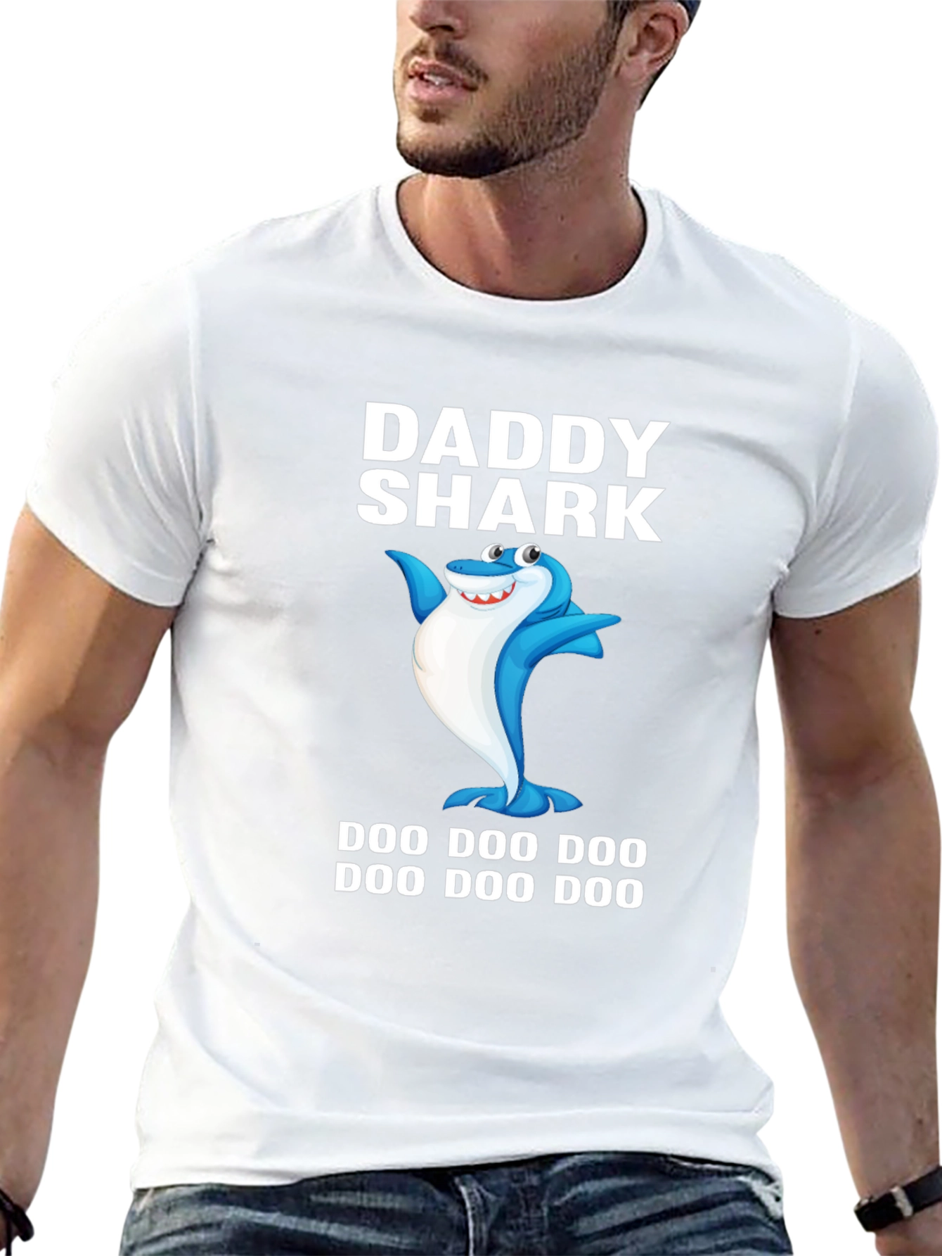 Camiseta Negra Daddy Shark para Papá