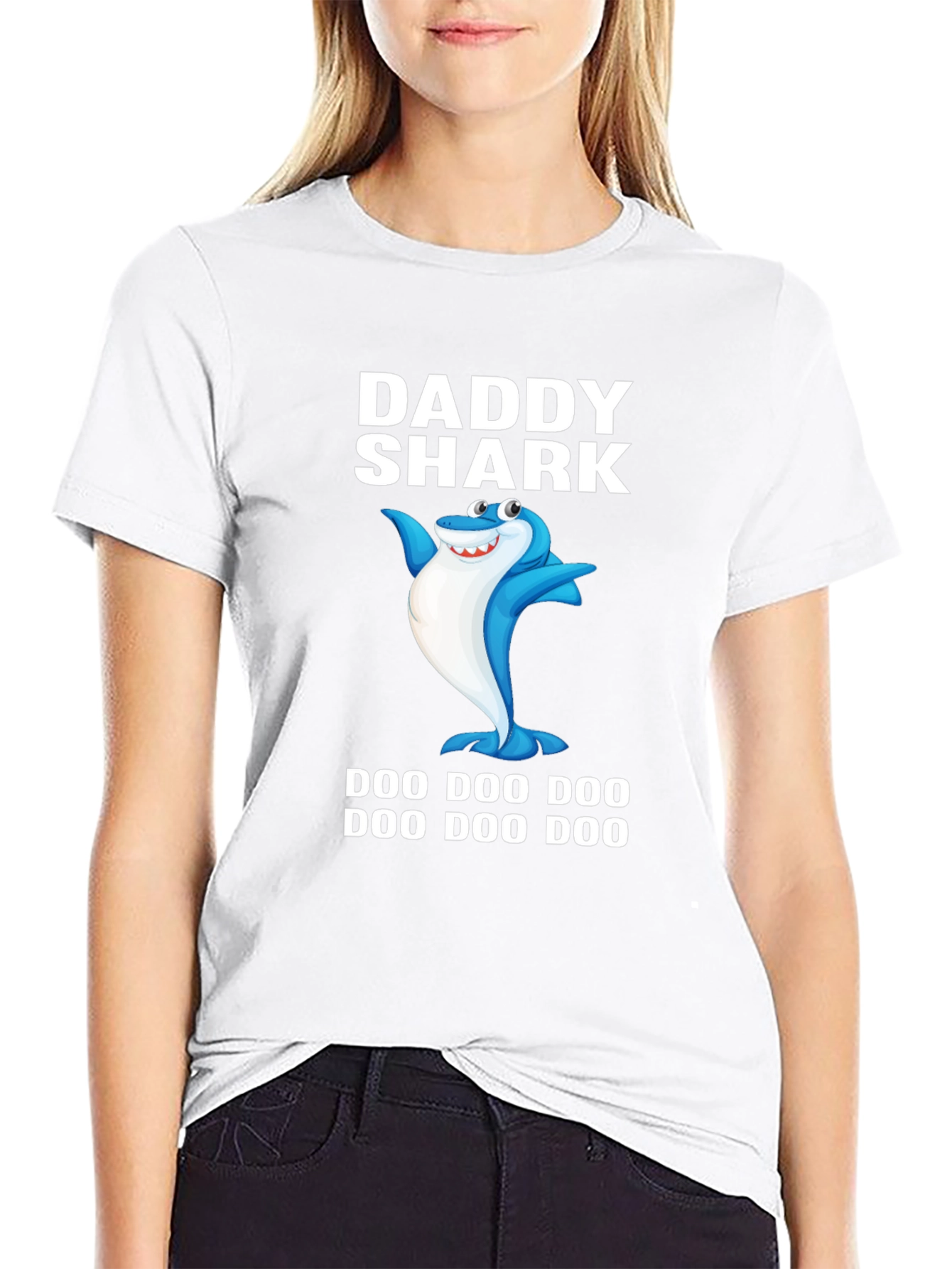 Camiseta Negra Daddy Shark para Papá