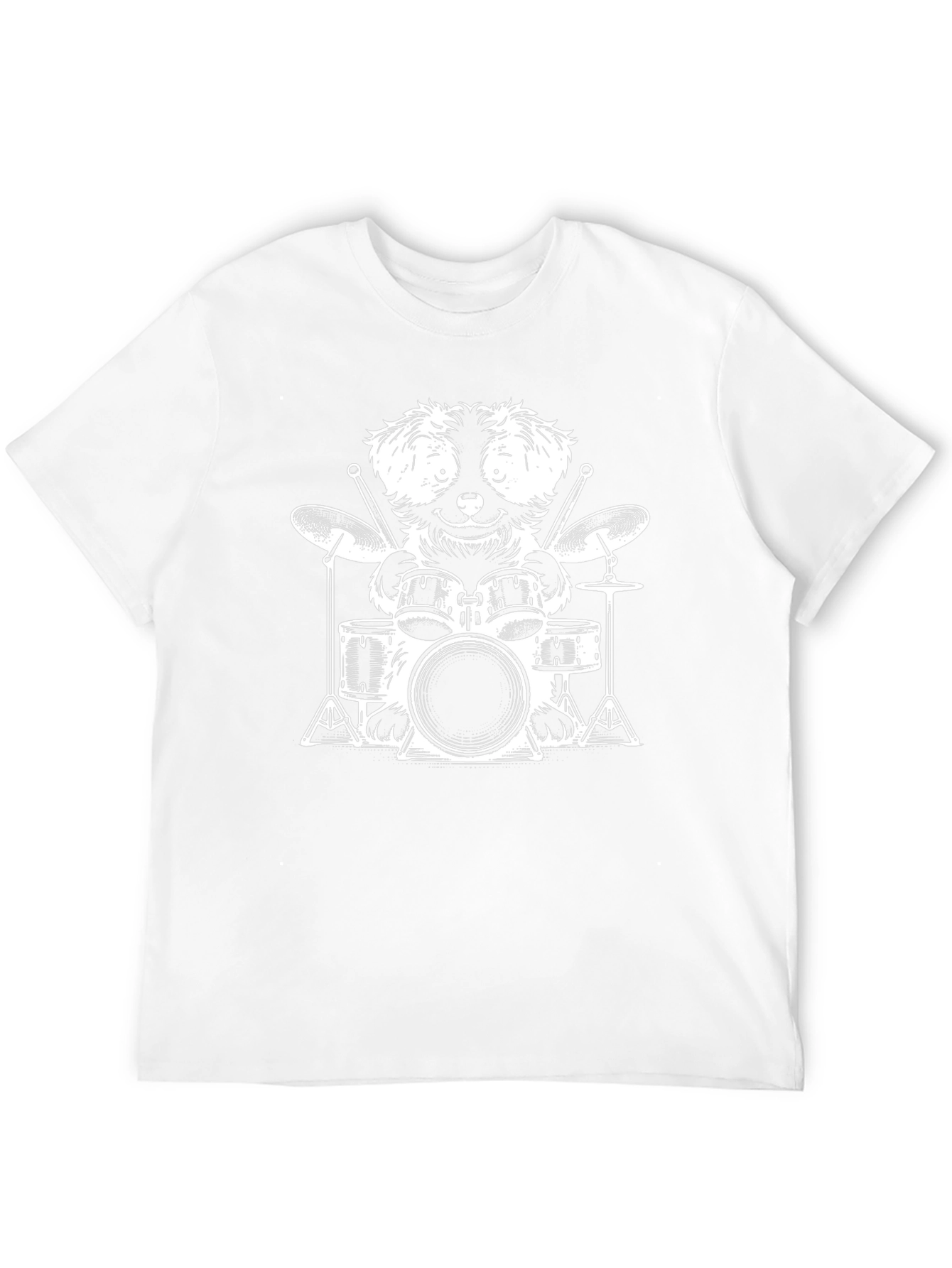 Camiseta Negra con Diseño de Perro Baterista