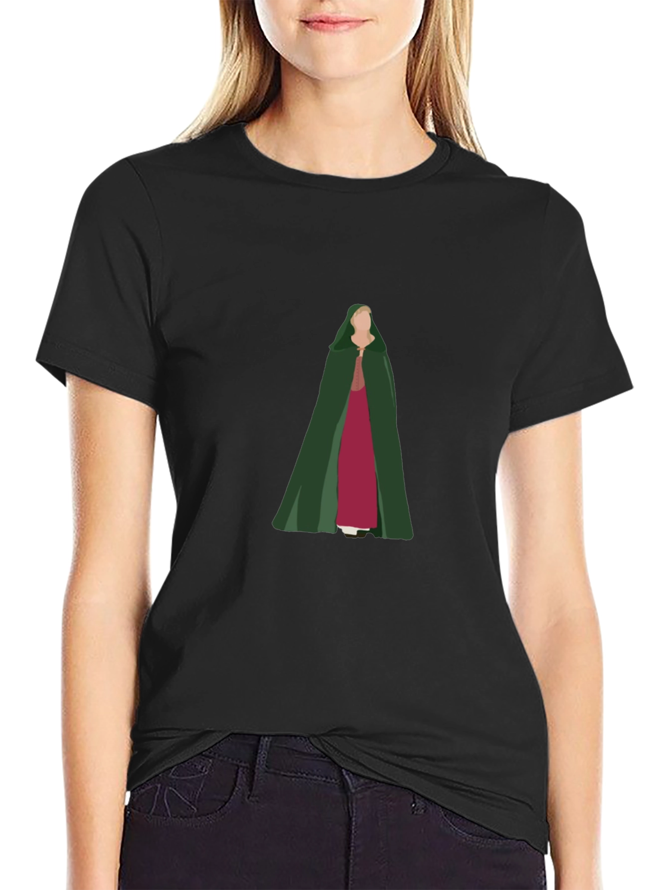 Camiseta Negra con Diseño de Princesa Medieval
