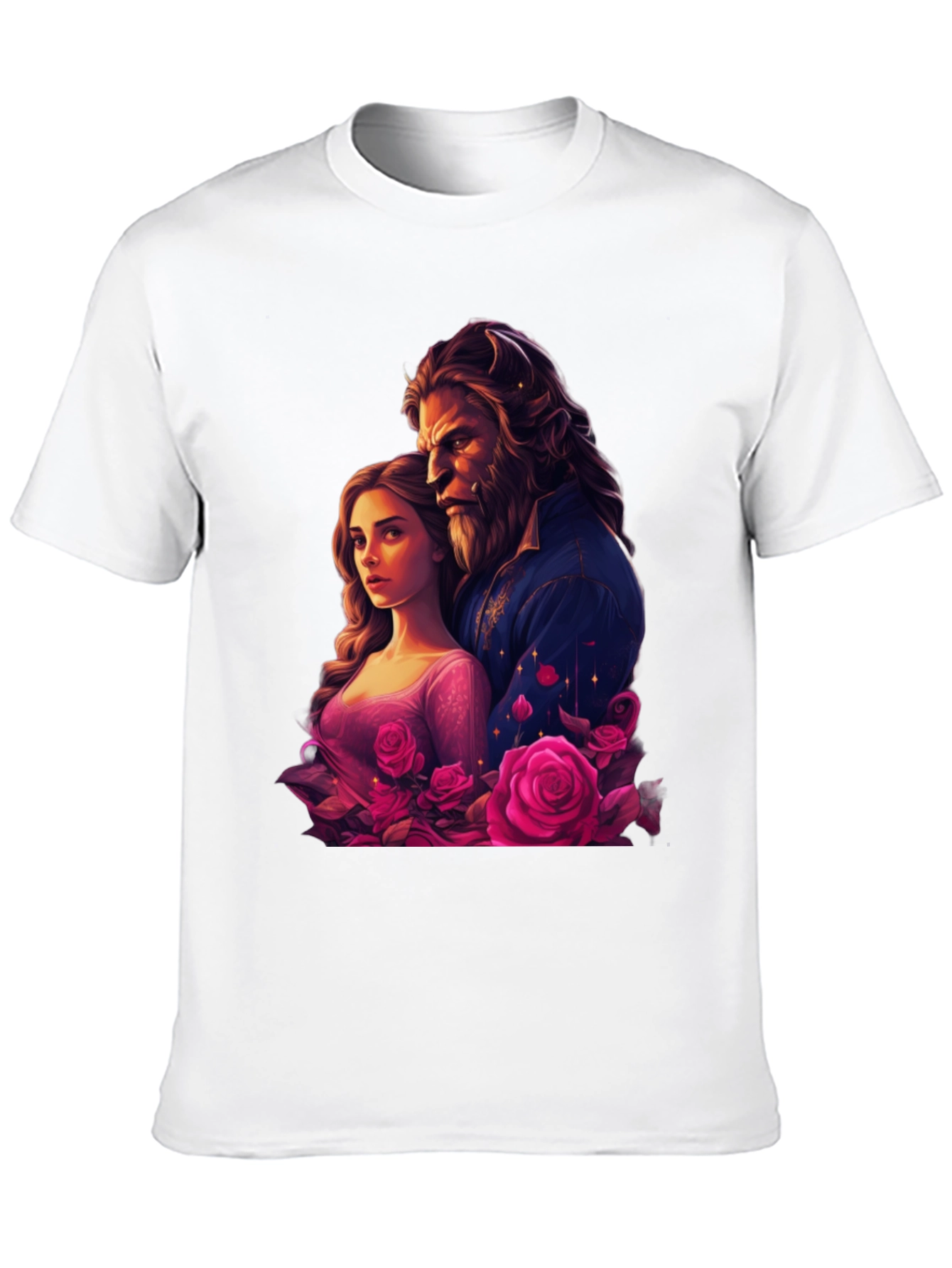 Camiseta Bella y Bestia Rosas - Diseño Romántico