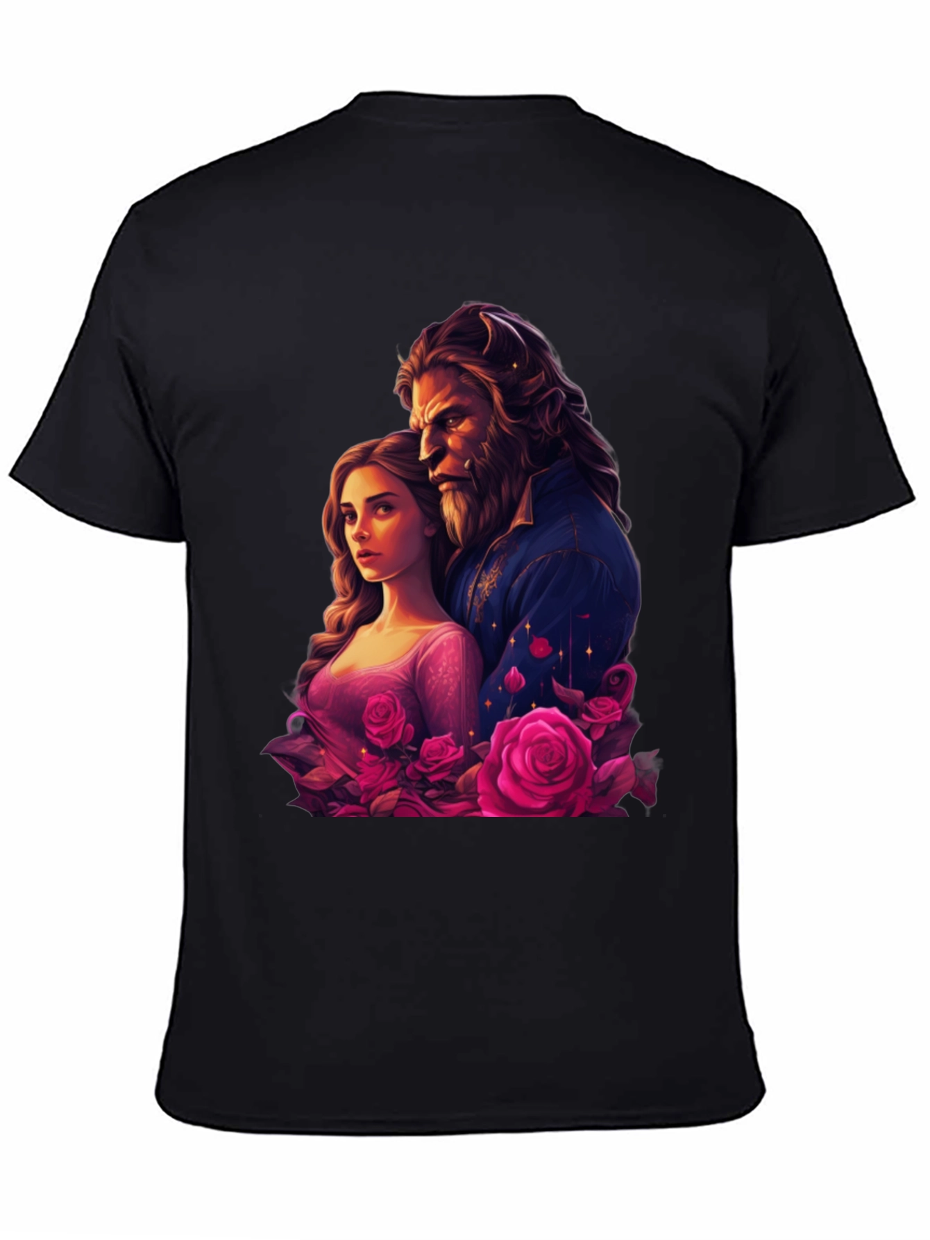 Camiseta Bella y Bestia Rosas - Diseño Romántico