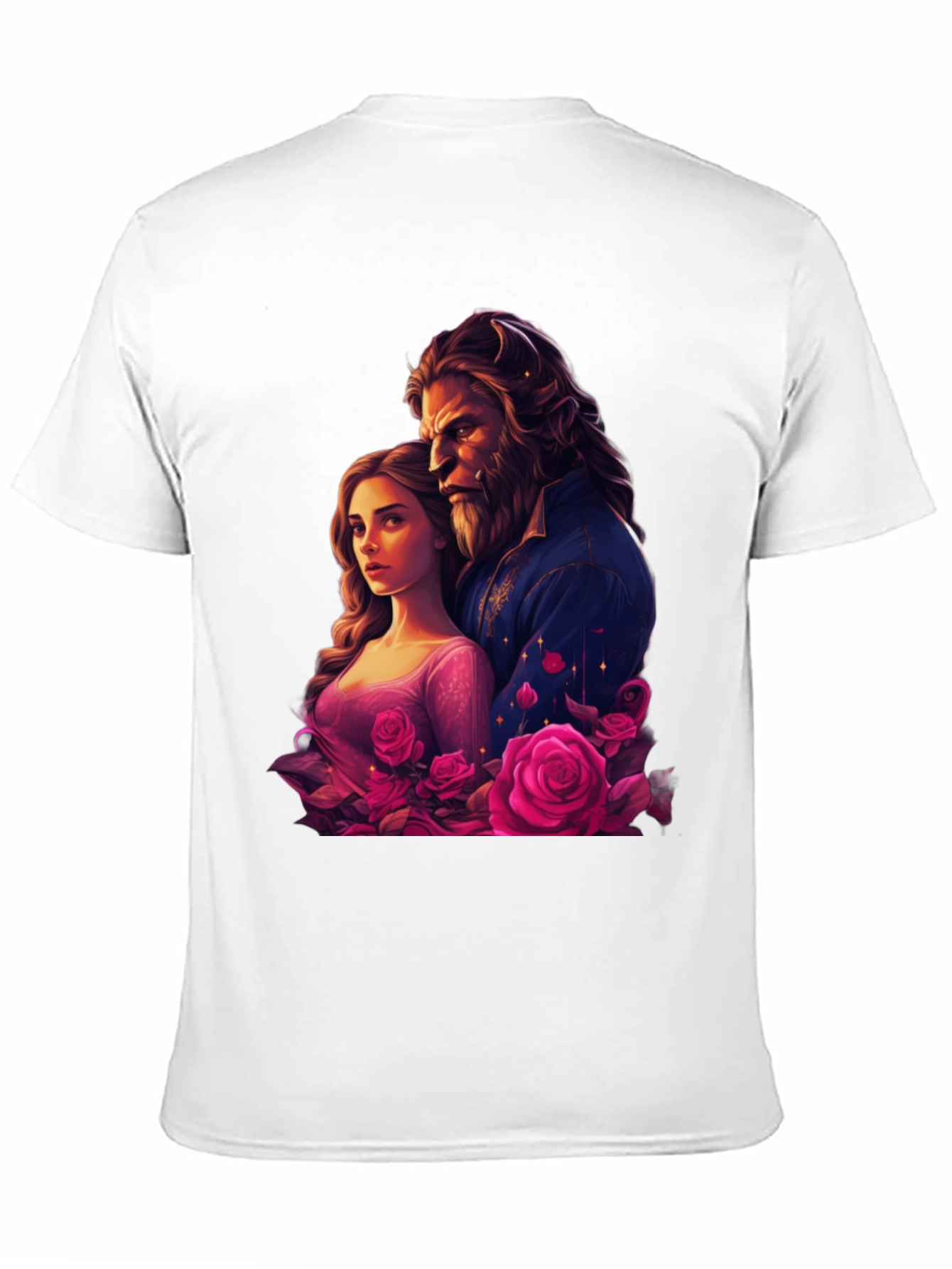 Camiseta Bella y Bestia Rosas - Diseño Romántico